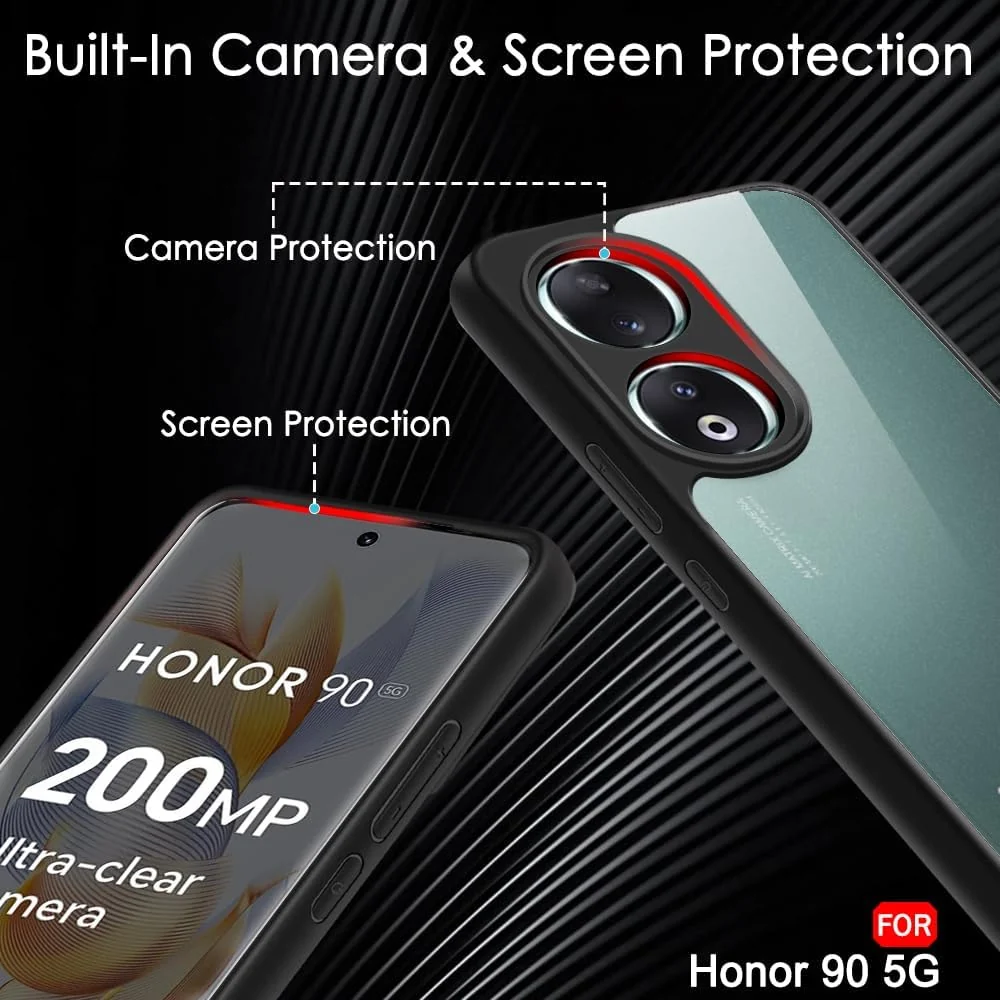 DL3 Mobilak Soft Silicone Protective Case for Honor 90 with Camera Protection and Military-Grade Protection - Black