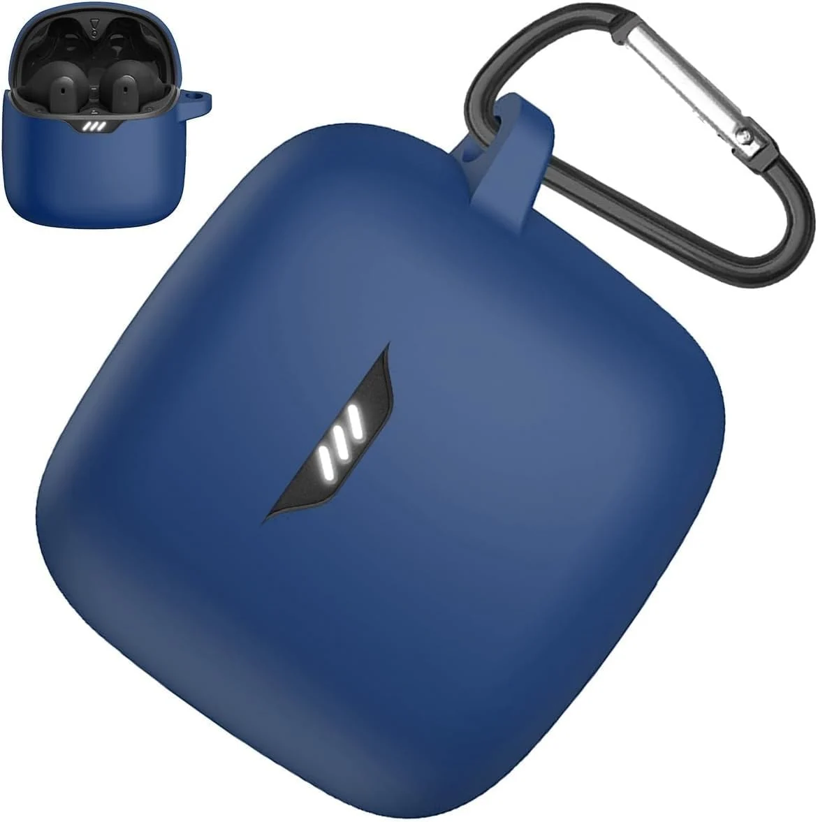 DL3 Mobilak Silicone Case Compatible with JBL Tune Flex Earbuds, Soft Silicone Protective Case Cover, Shockproof Sleeve with Carabiner For JBL Tune Flex - Blue