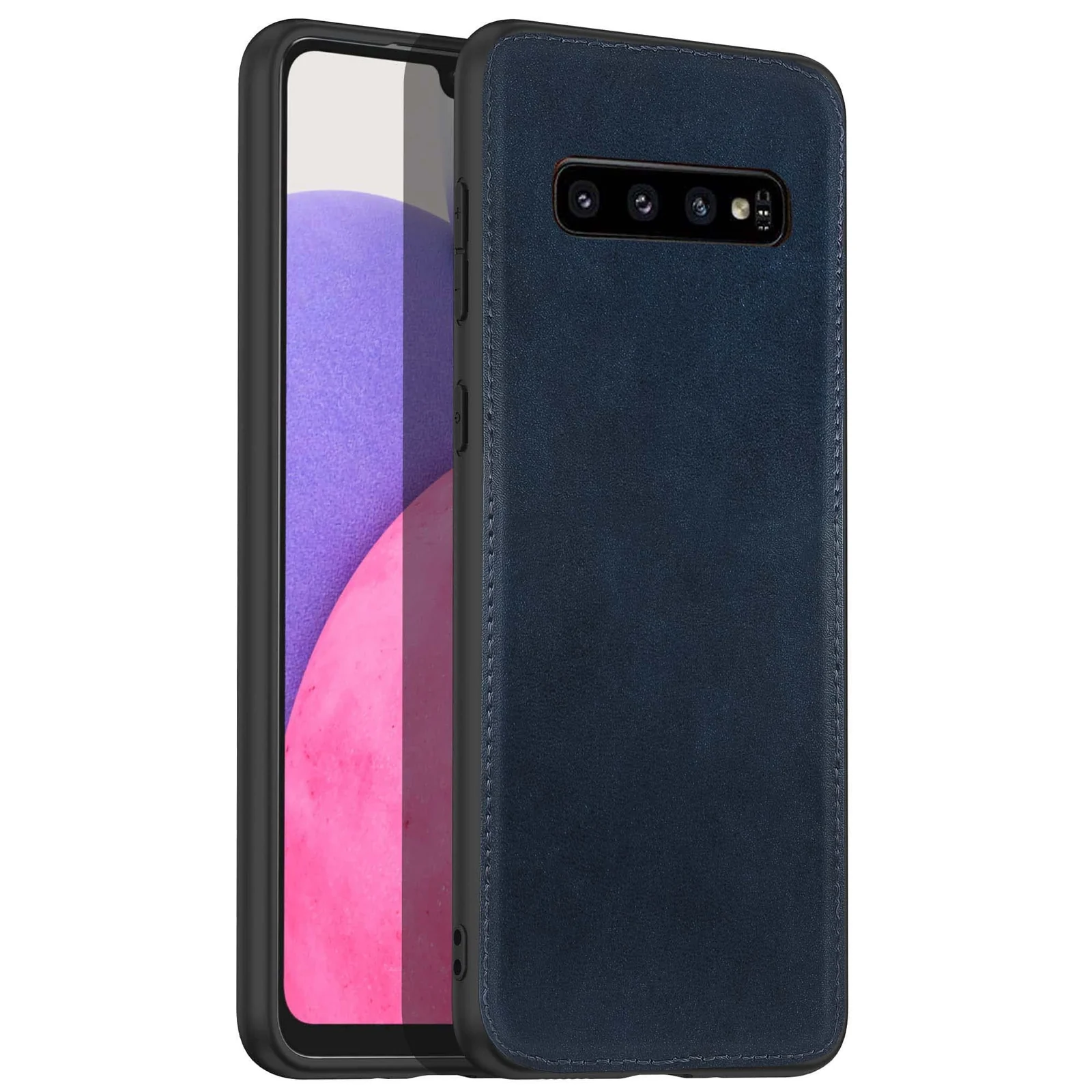 Dl3 Mobilak Case for Samsung Galaxy S10 Plus Leather Case,Anti-Drop, Anti-Shock, Non-Slip Texture,Simple Cell Phong Cover (Blue)