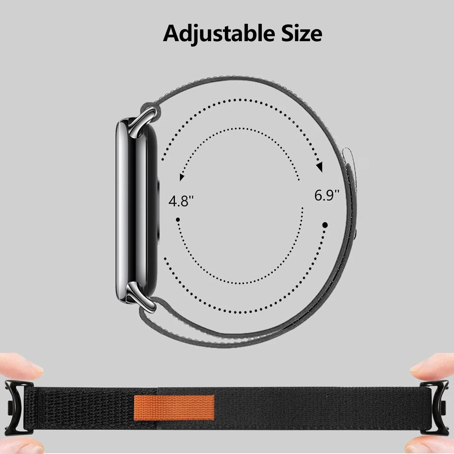 DL3 Mobilak Sport Bands Nylon For Xiaomi Mi Band 10/9/8 Men Women, Adjustable Elastic Breathable Soft Stretchy Wristband Loop Replacement Strap for Xiaomi Smart Band 8/9/10 - Starlight