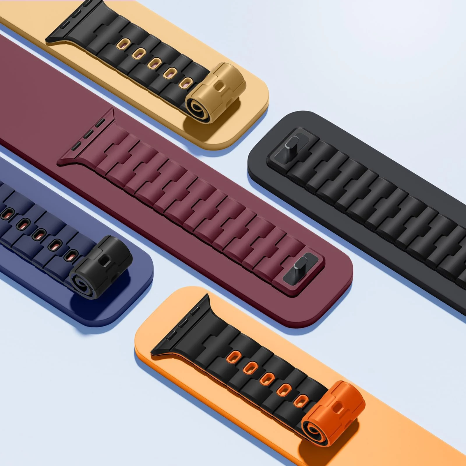 DL3 MOBILAK Adjustable Silicone Sports Watch Strap for 49MM - Burgundy*Black