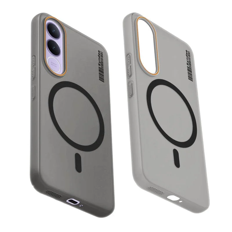 DL3 Mobilak Translucent Matte Case for vivo V70 FE, Compatible with MagSafe accessories, Shock-absorbing protection, Integrated ring holder - Black