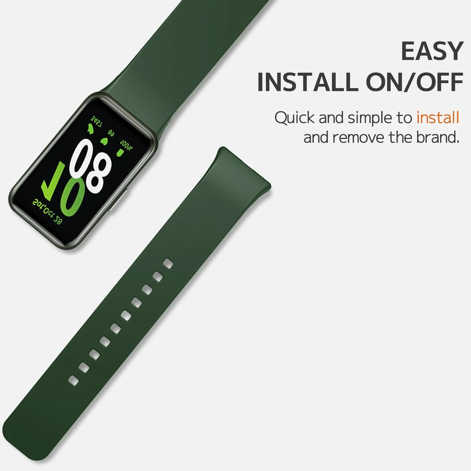 DL3 MOBILAK Silicone Bracelet for Samsung Galaxy Fit 3 Strap, Soft Silicone Sport Replacement Strap For Women/Men, Adjustable Waterproof Sports Band - Green