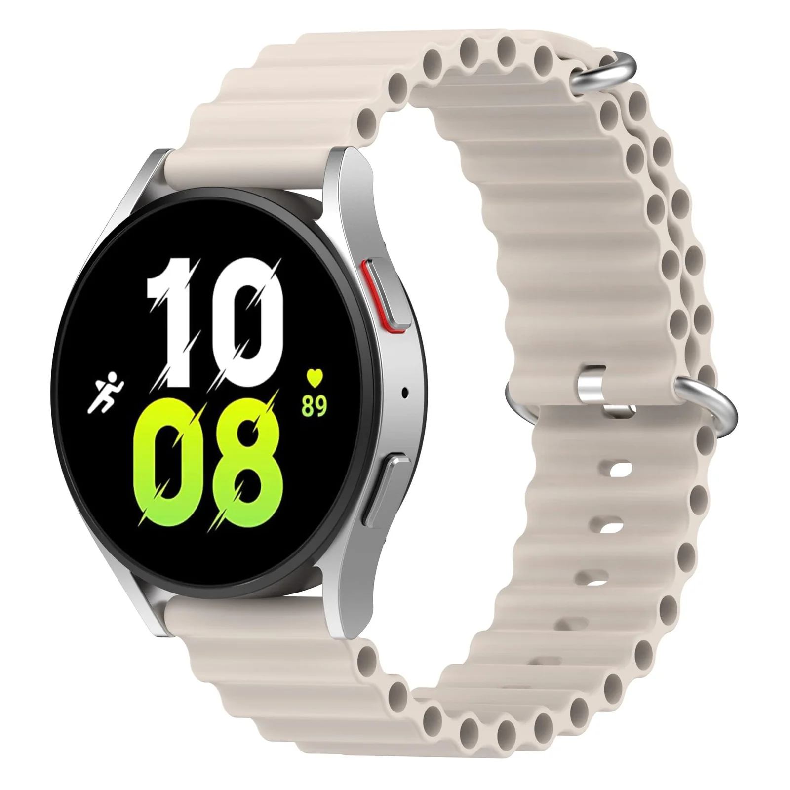 DL3 Mobilak 20mm Ocean Band for Samsung Galaxy Watch 7/6/5/4/FE Band 40mm 44mm/Galaxy Watch 6/4 Classic Bands 47mm 43mm 46mm 42mm/Watch 5 pro 45mm/3 41mm/Active 2, Adjustable Soft Silicone Sport Loop Ocean Strap - Starlight