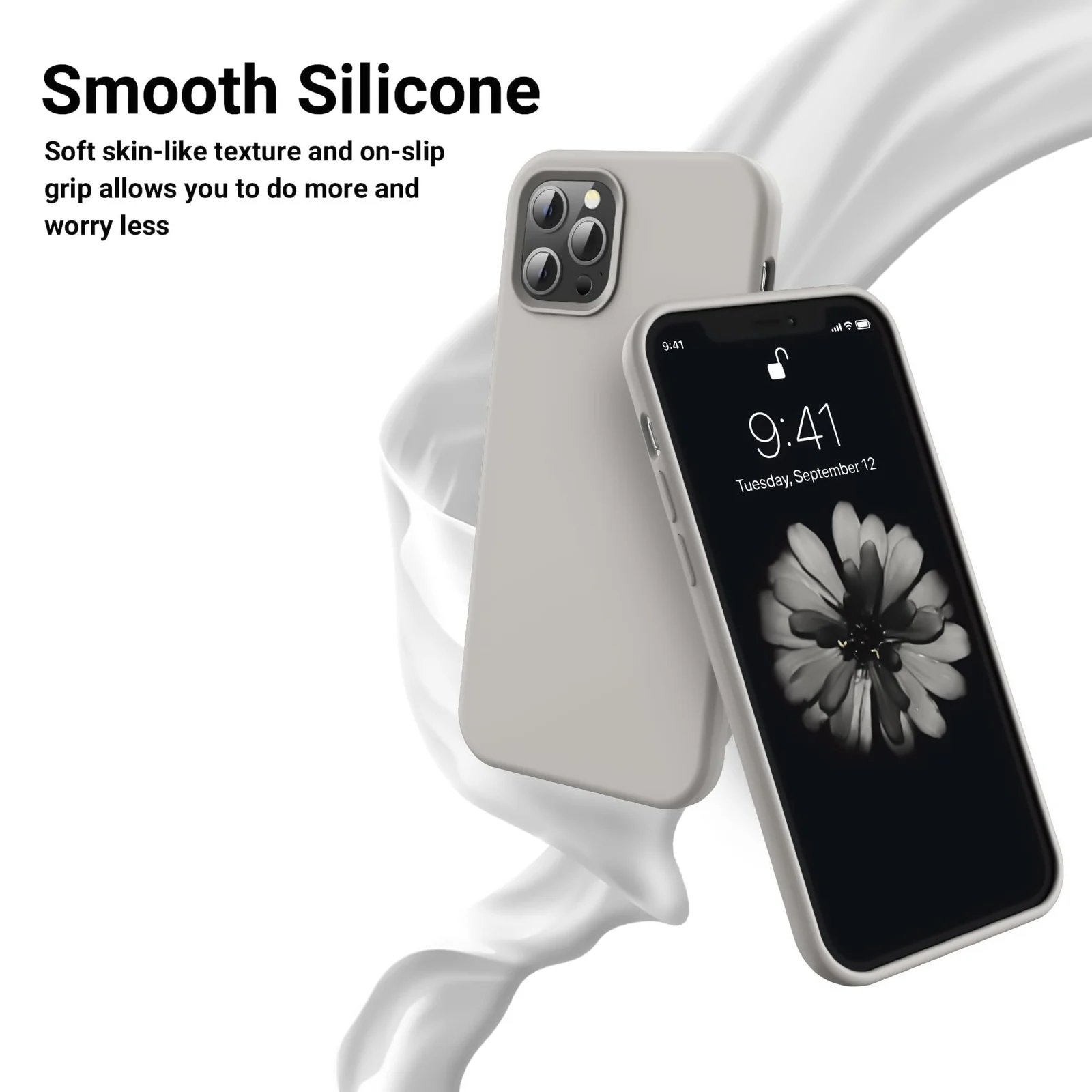 DL3 Mobilak Liquid Silicone Case for iPhone 16 Pro Max 6.9-inch, Supports wireless charging, Shock-absorbing protection, Scratch-resistant surface - Light Gray