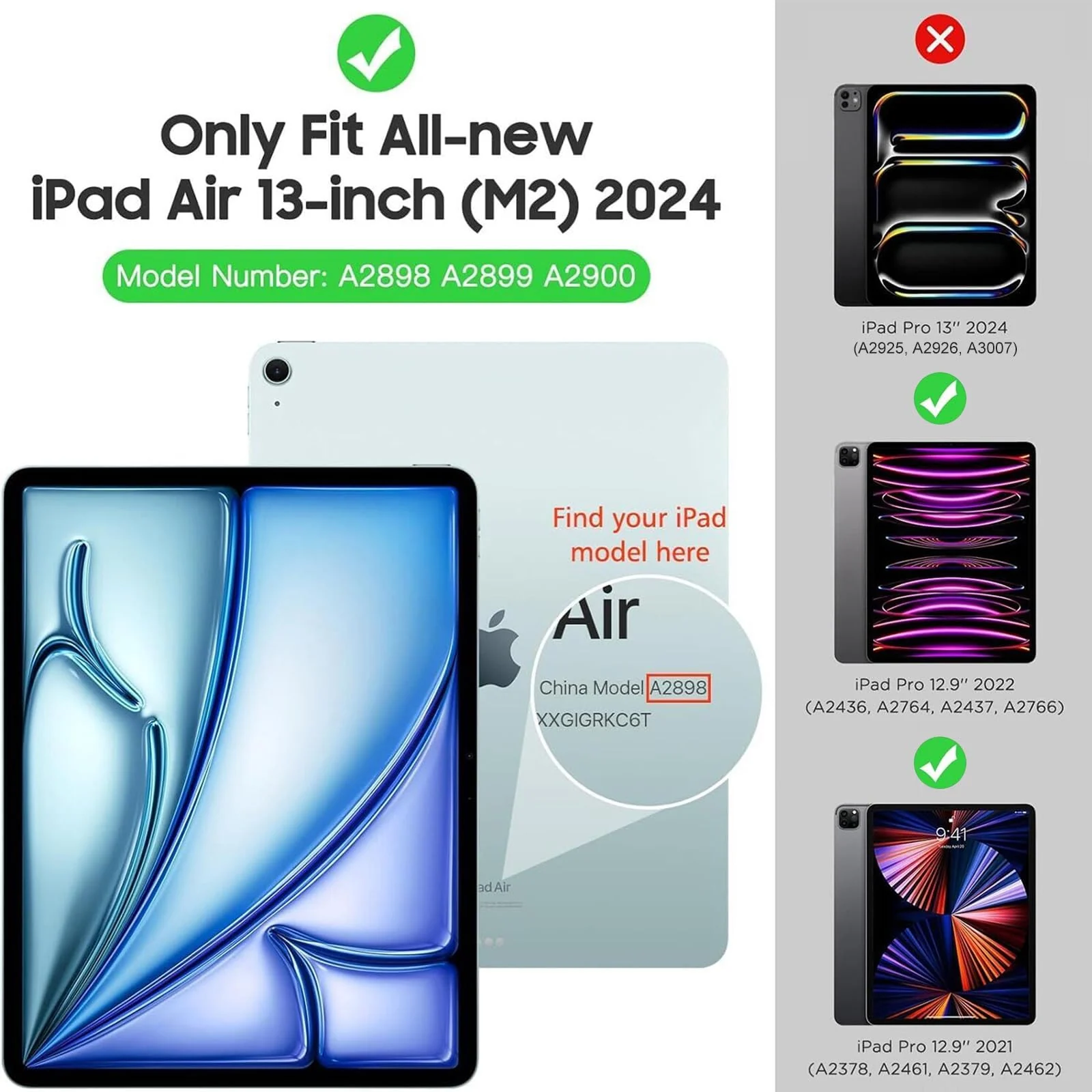 DL3 Mobilak Case for iPad Air 13 Inch M2 2024, iPad Pro 12.9 6th/5th Generation 2022/2021 Case, Slim Lightweight Soft TPU Anti-Scratch Back Cover with Shock Resistant Raised Edge - Clear