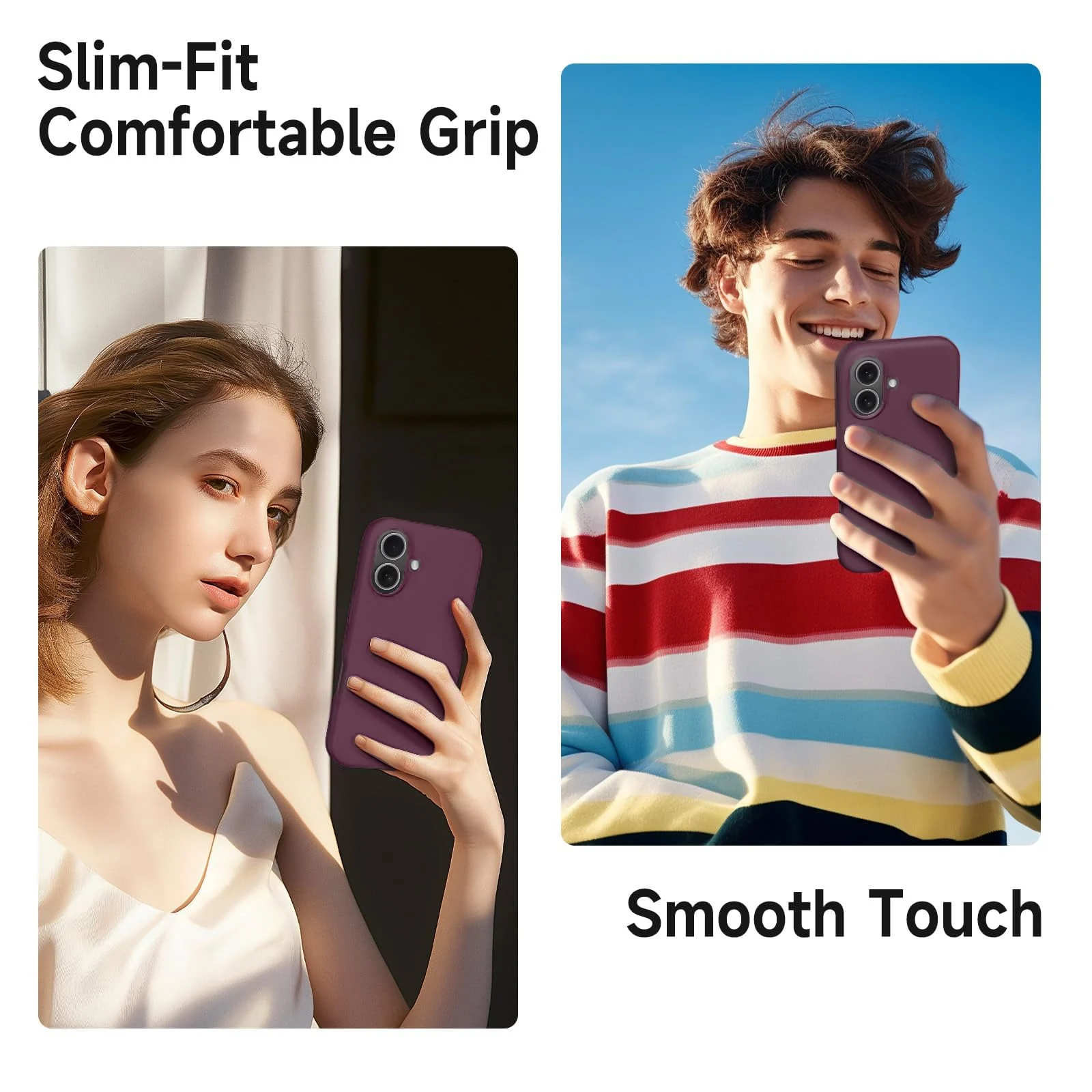 DL3 Mobilak Liquid Silicone Case for iPhone 17 6.3-Inch, Supports wireless charging, Shock-absorbing protection, Scratch-resistant surface - Wine Red