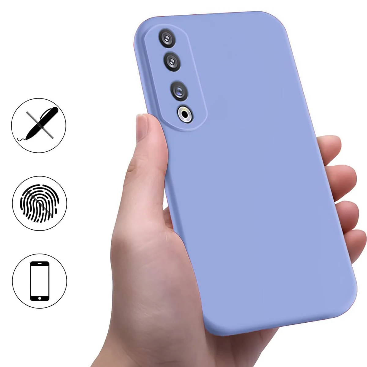 DL3 Mobilak Soft Silicone Protective Case for Honor 70 with Microfiber Lining and Shockproof Design - Baby Blue