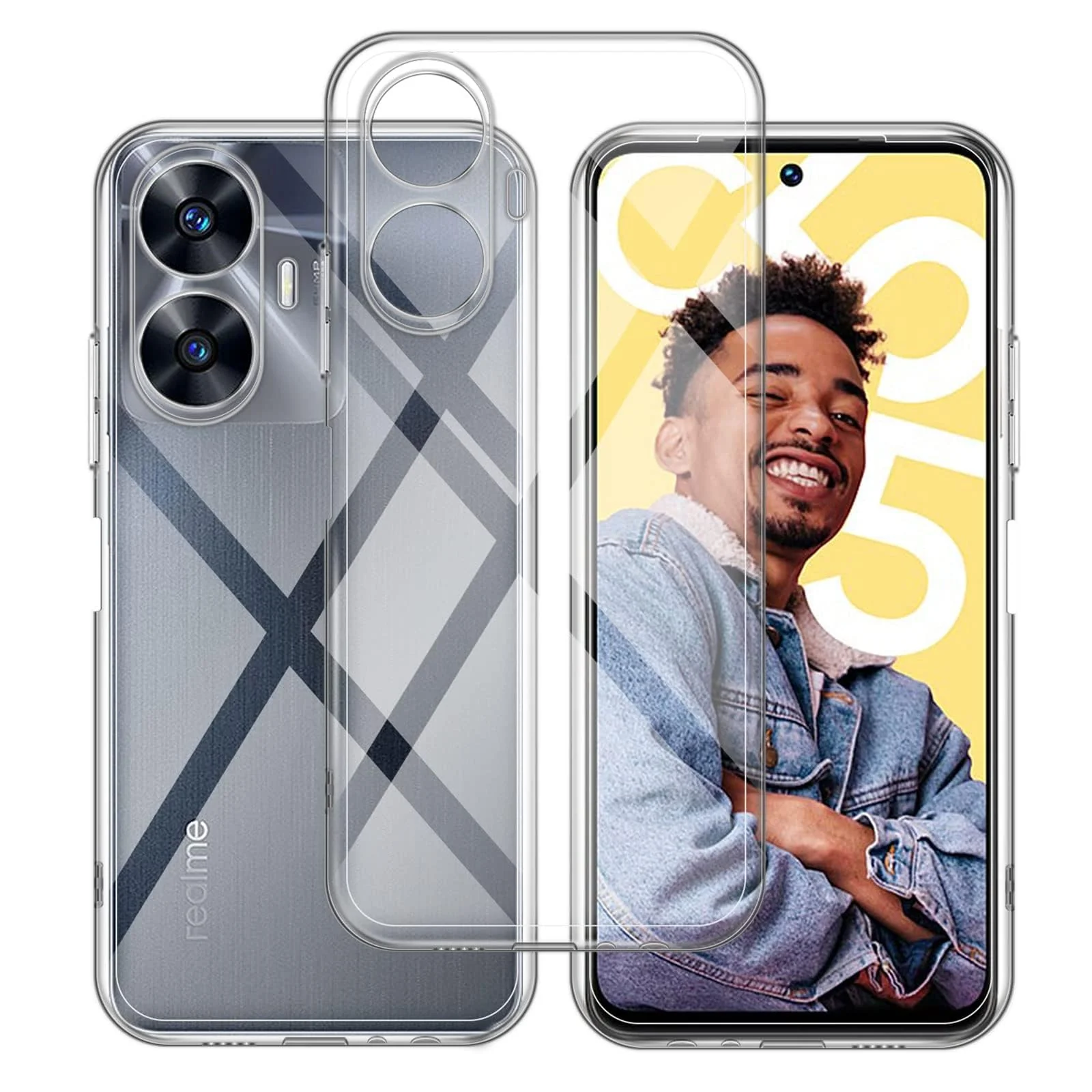DL3 Mobilak Case Compatible with realme C55 / realme Narzo N55 Case Crystal Soft TPU Gel Case Flexible Silicone Anti-Scratch Camera Protection TPU Cover - Clear
