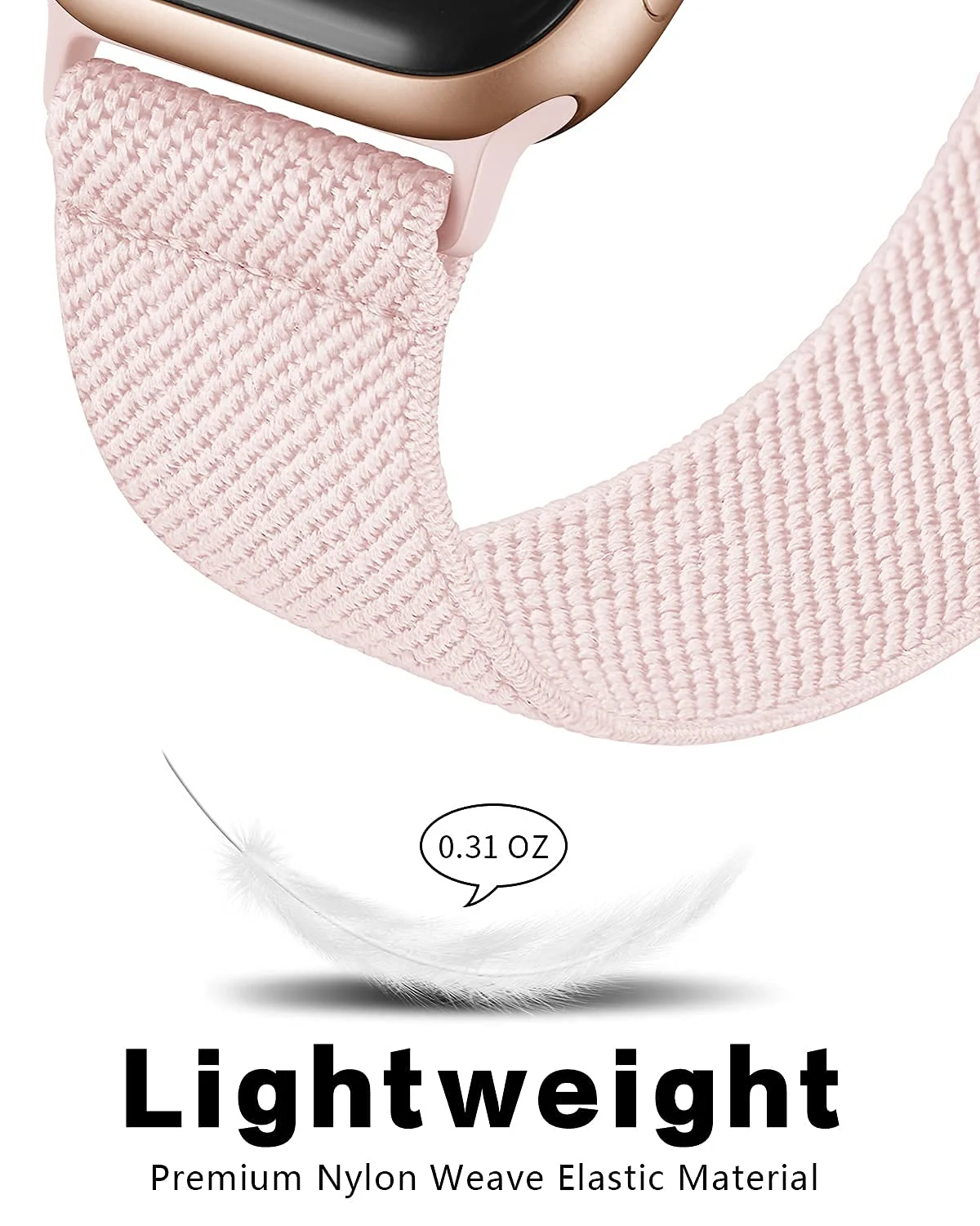 DL3 Mobilak Nylon Solo Loop Stretchy Straps For Apple Watch Band 49mm 45mm 44mm 42mm 41mm 40mm 38mm, Elastic Wristbands for Series 8 Ultra 7 6 5 4 3 2 1 Se (Sand, 42MM/44MM/45MM/49MM) - Pink Sand