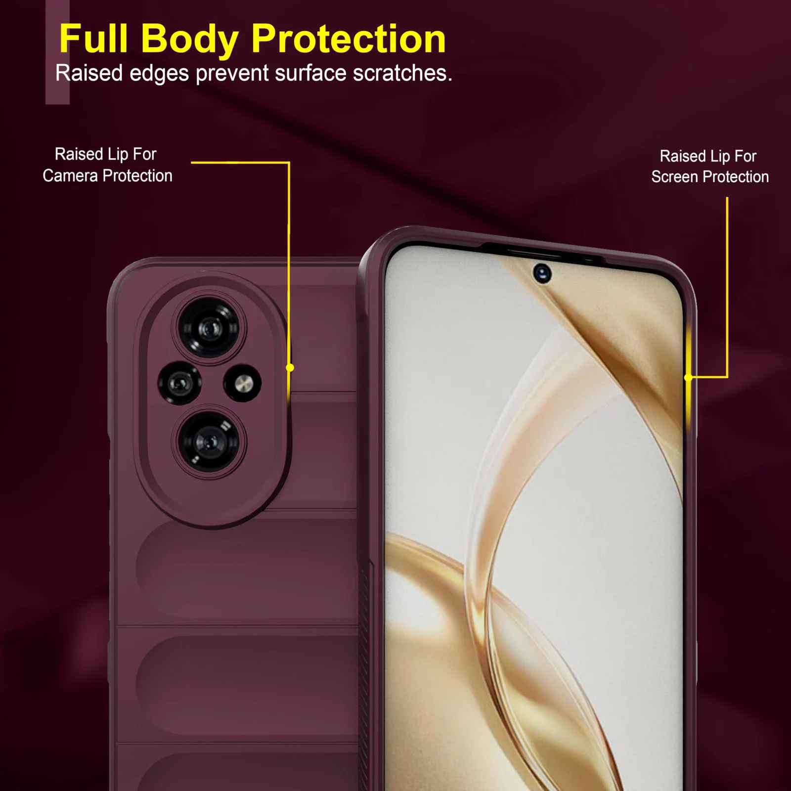 DL3 Mobilak Soft Silicone Protective Case for Honor 200 5G with Camera Protection and Shockproof Design - Wine Red