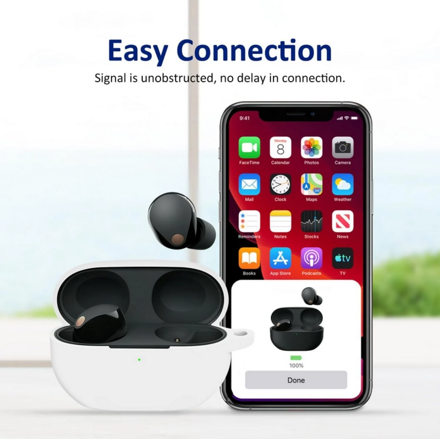 DL3 Mobilak Silicone Cover Case Compatible with Sony WF-1000XM5 Portable Protective Case Cover With Keychain For Sony WF-1000XM5 - White