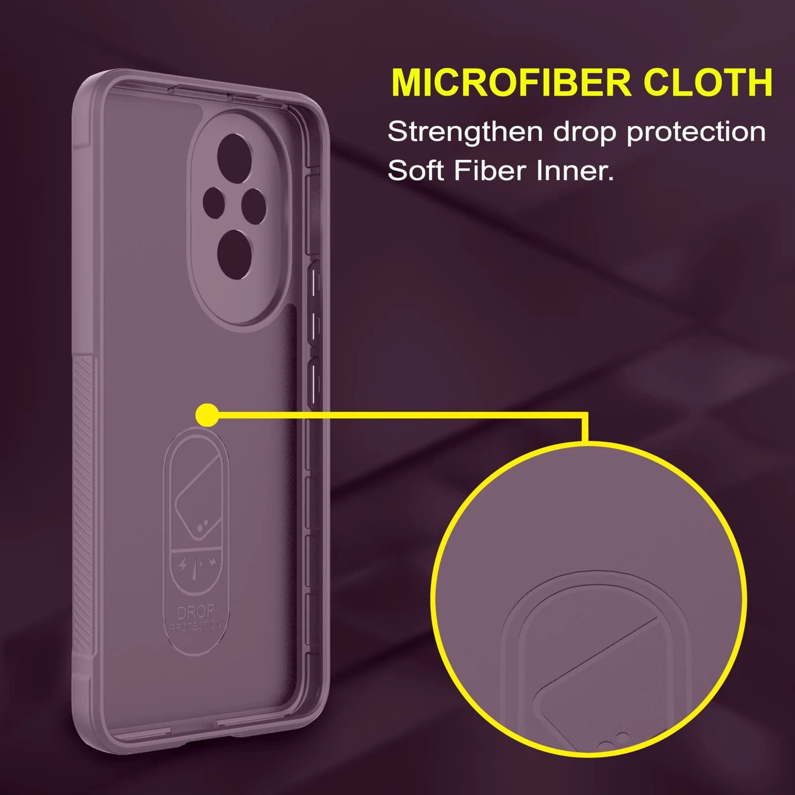 DL3 Mobilak Soft Silicone Protective Case for Honor 200 5G with Camera Protection and Shockproof Design - Purple