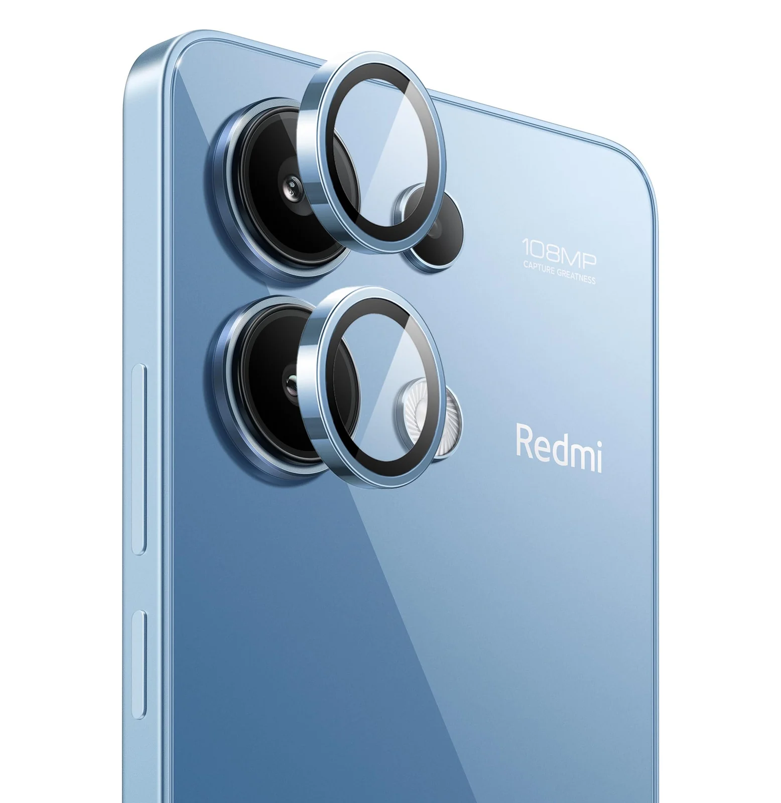 DL3 Mobilak Camera Lens Protector for Xiaomi Redmi Note 13 4G (NOT 5G) Accessories, 9H Tempered Glass Metal Individual Ring Camera Cover Screen Protector, Case Friendly, Anti Scratch - Blue