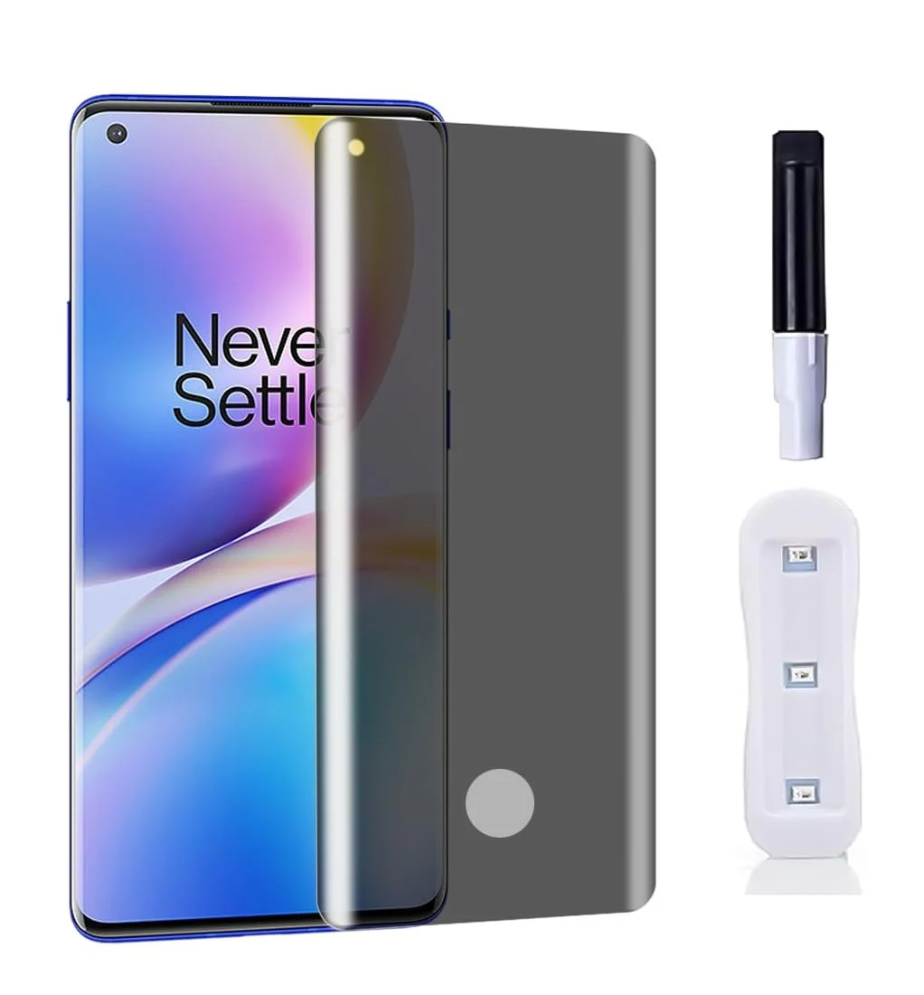 DL3 Mobilak Screen Protector for OnePlus 8 Pro Glass Fingerprint Reader Support 3D Curved Anti-Spy Tempered Glass Screen Protector - Privacy