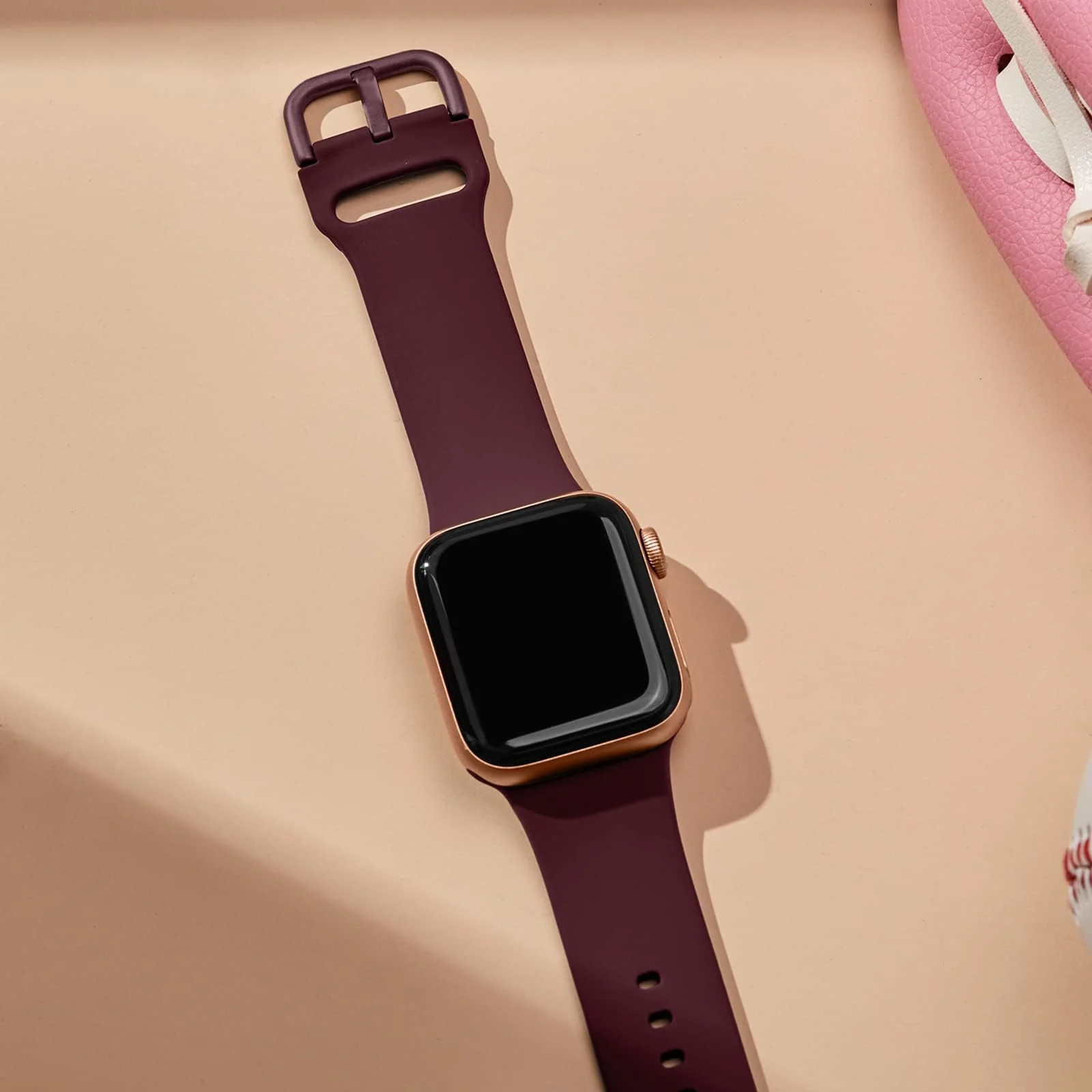 DL3 Mobilak Sport Band For Apple Watch Ultra 49mm 46mm 45mm 44mm 42mm, Soft Silicone Wristband Replacement Strap with Classic Clasp for iWatch Series 11 10 9 8 7 6 5 4 SE SE2 Ultra 3 2 1 for Women Men - A. Wine Red