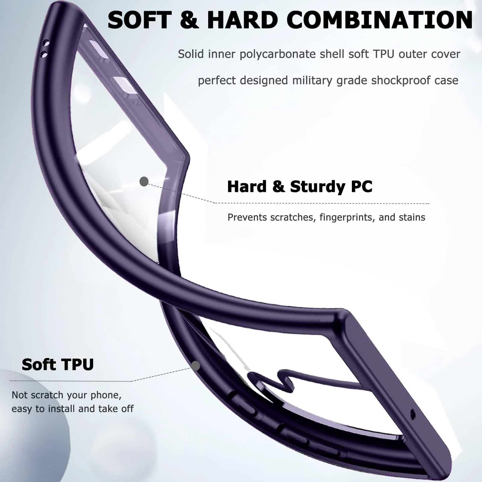 DL3 Mobilak Protective Phone Case for Samsung Galaxy S24 Ultra, Supports wireless charging, Shock-absorbing protection, Scratch-resistant surface - Deep Purple