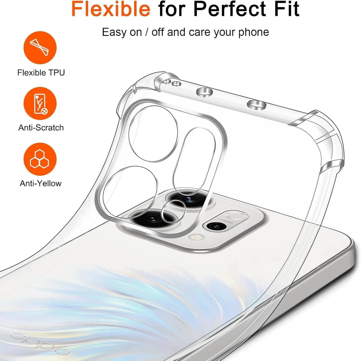 DL3 Mobilak Clear TPU Case for OPPO Reno 14 5G, Camera protection, Shock-absorbing protection, Scratch-resistant surface - Clear