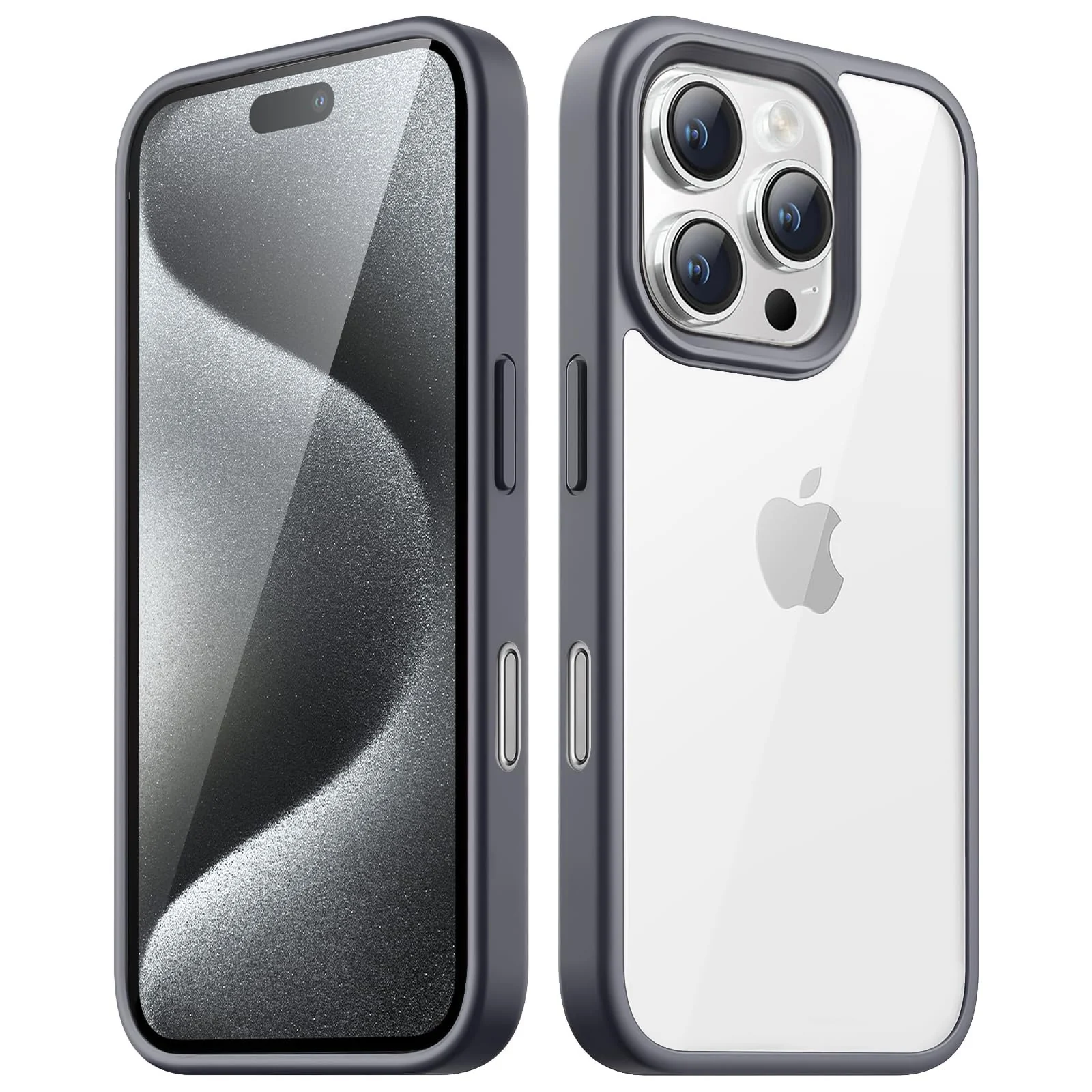 DL3 Mobilak Clear TPU Case for iPhone 16 Pro Max 6.9-Inch, Supports wireless charging, Shock-absorbing protection, Anti-fingerprint finish - Titanium Gray