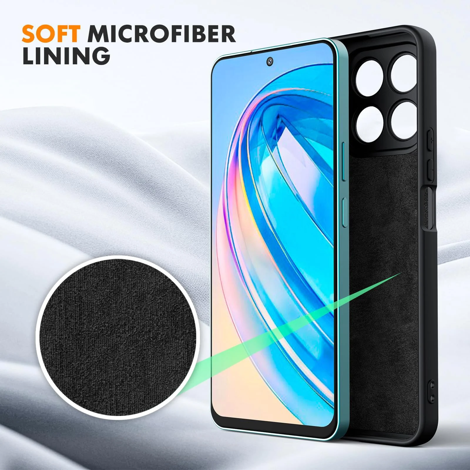 DL3 Mobilak Liquid Silicone Case for Honor X8a, Not compatible with MagSafe, Supports wireless charging, Camera protection - Black