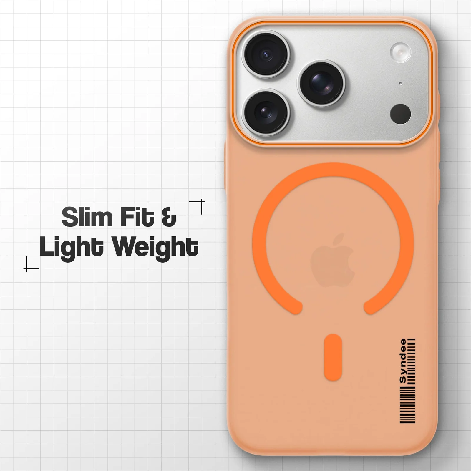 DL3 Mobilak Case Back Cover for iPhone 17 Pro Max, Sleek Frosted Translucent Back Only Compatible with Wireless Magnetic Accessories | Anti-Scratch Shockproof Phone Case - Orange