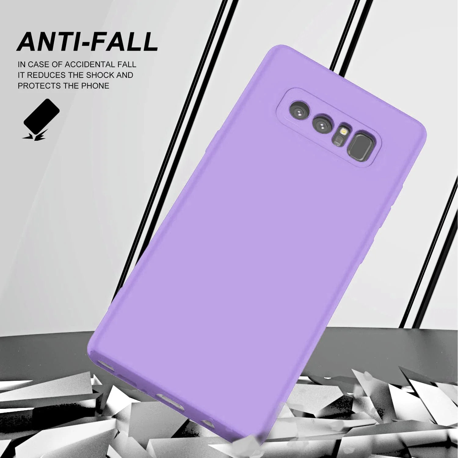 DL3 Mobilak Liquid Silicone Case for Samsung Galaxy Note 8, Shock-absorbing protection, Scratch-resistant surface, Soft microfiber lining - Purple
