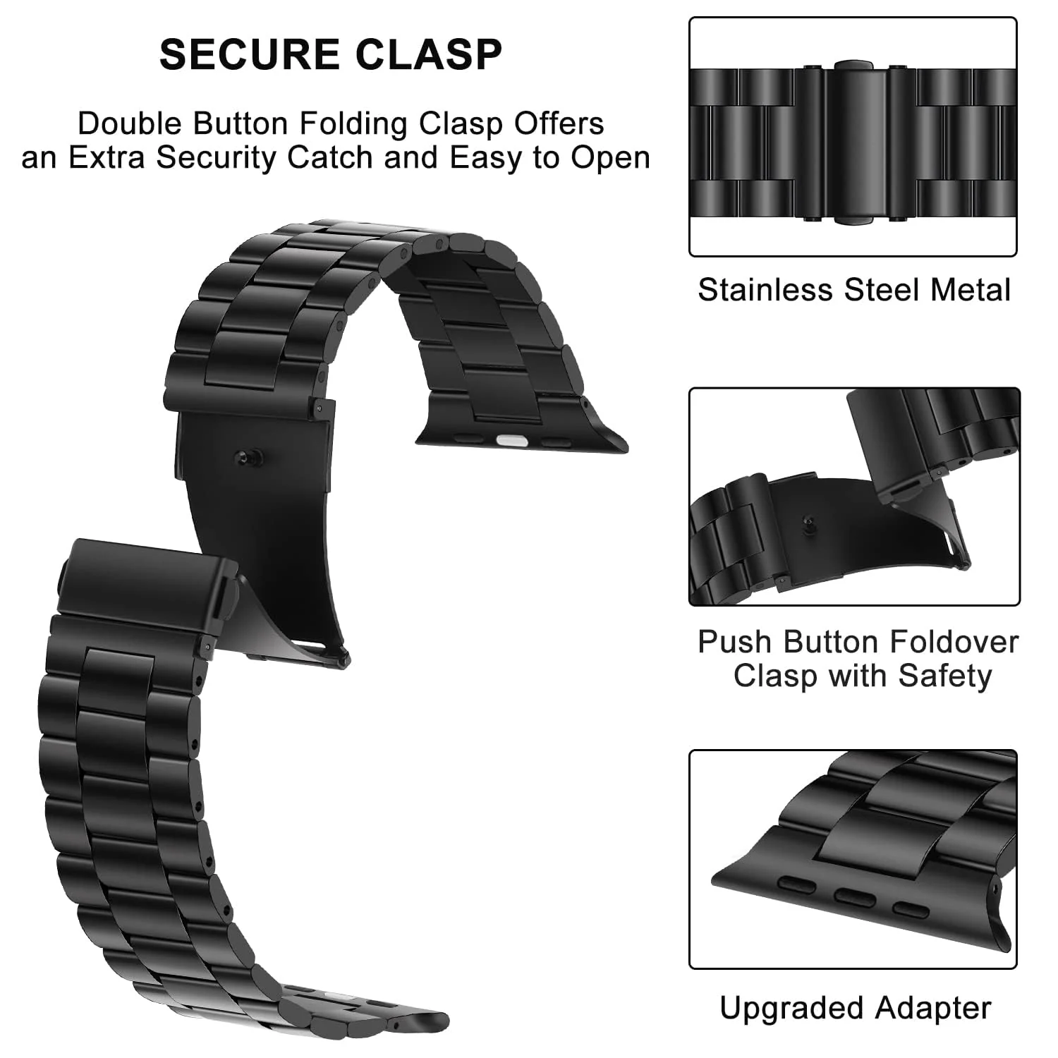 DL3 Mobilak Stainless Steel Band with Case Compatible with Apple Watch Ultra 49mm, Men Woman Business Metal Strap with Protective Bumper Cover for Apple Watch Ultra 2 Ultra 49mm - Black