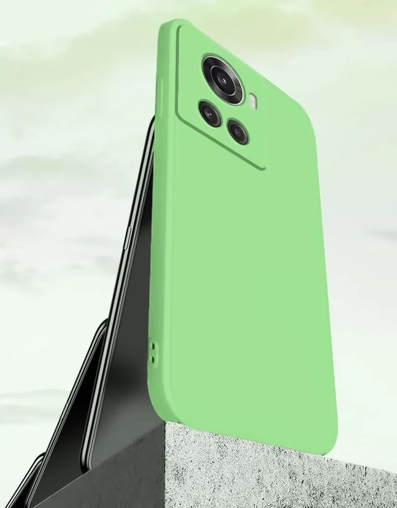 DL3 Mobilak Soft Silicone Protective Case for OnePlus 10R with Microfiber Lining and Shockproof Design - Light Green