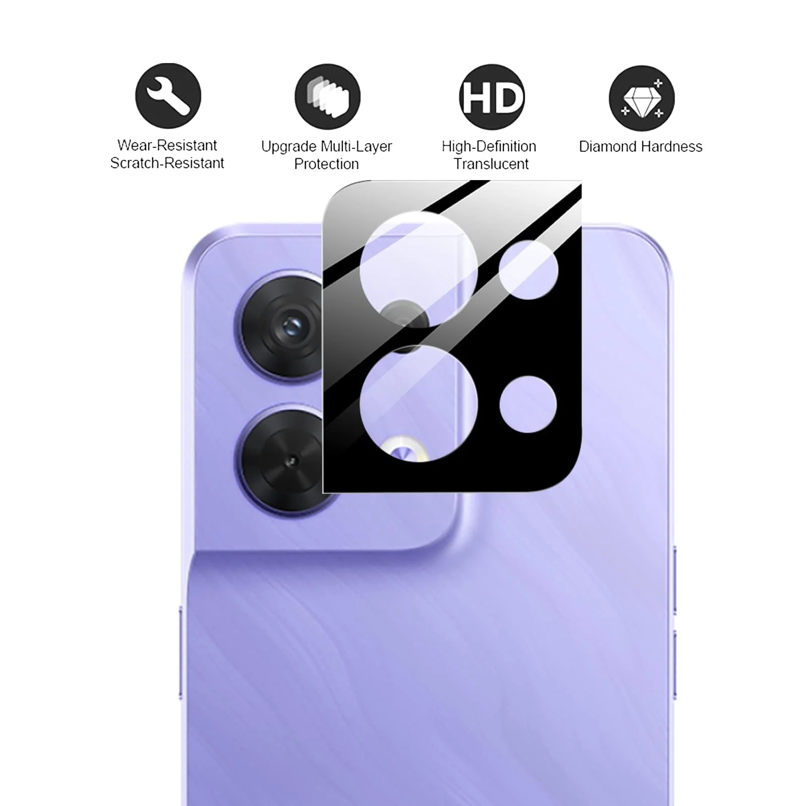 DL3 Mobilak OPPO Reno 8 Pro 5G Camera Protector Tempered Glass Screen Protector HD [Full Coverage][Anti-Scratch] Drop Protection Ultra Clear/Thin Lens Protector Case - Black