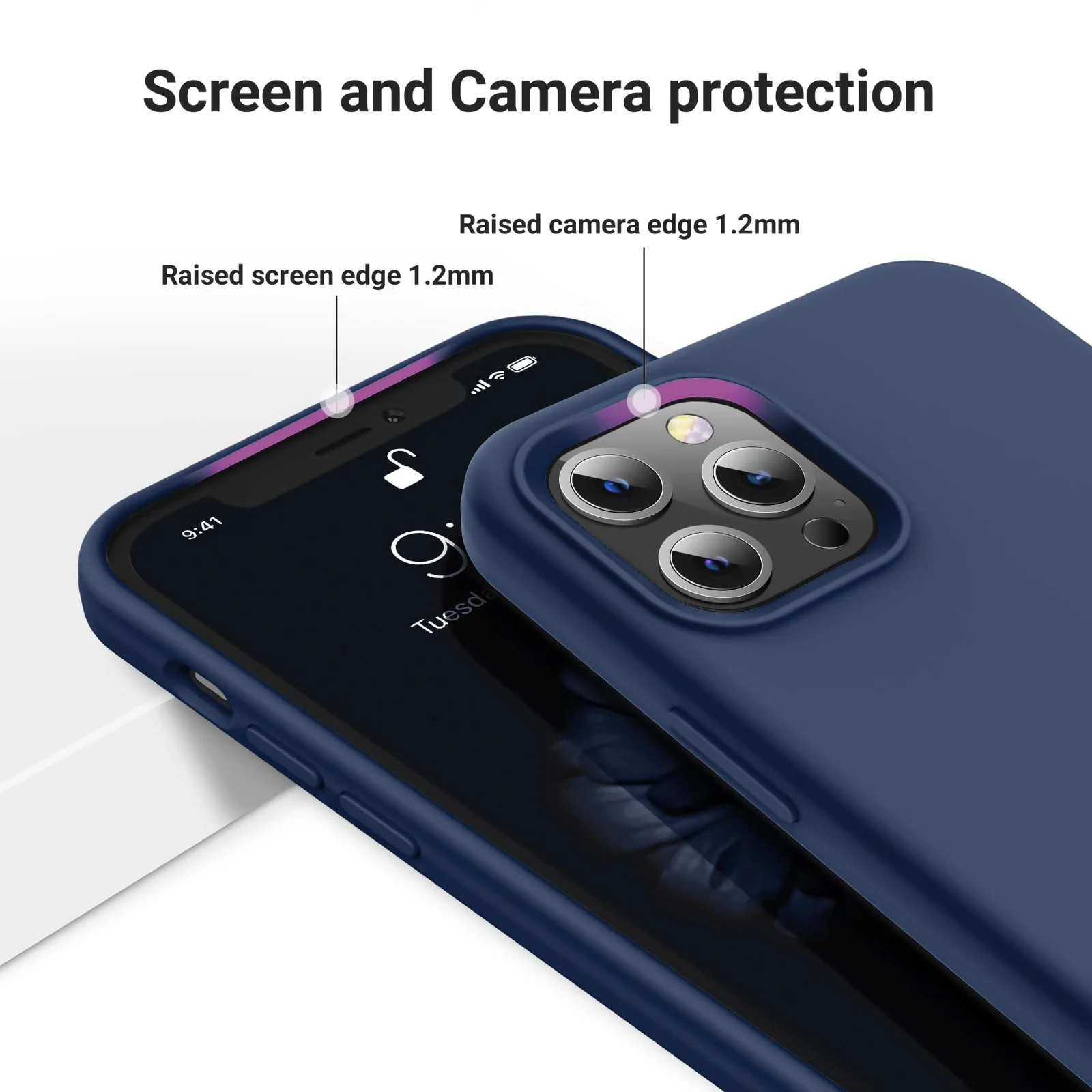 DL3 Mobilak Liquid Silicone Protective Case for iPhone 14 Pro (6.1 Inch) with Camera Protection and Microfiber Lining - Blue 2