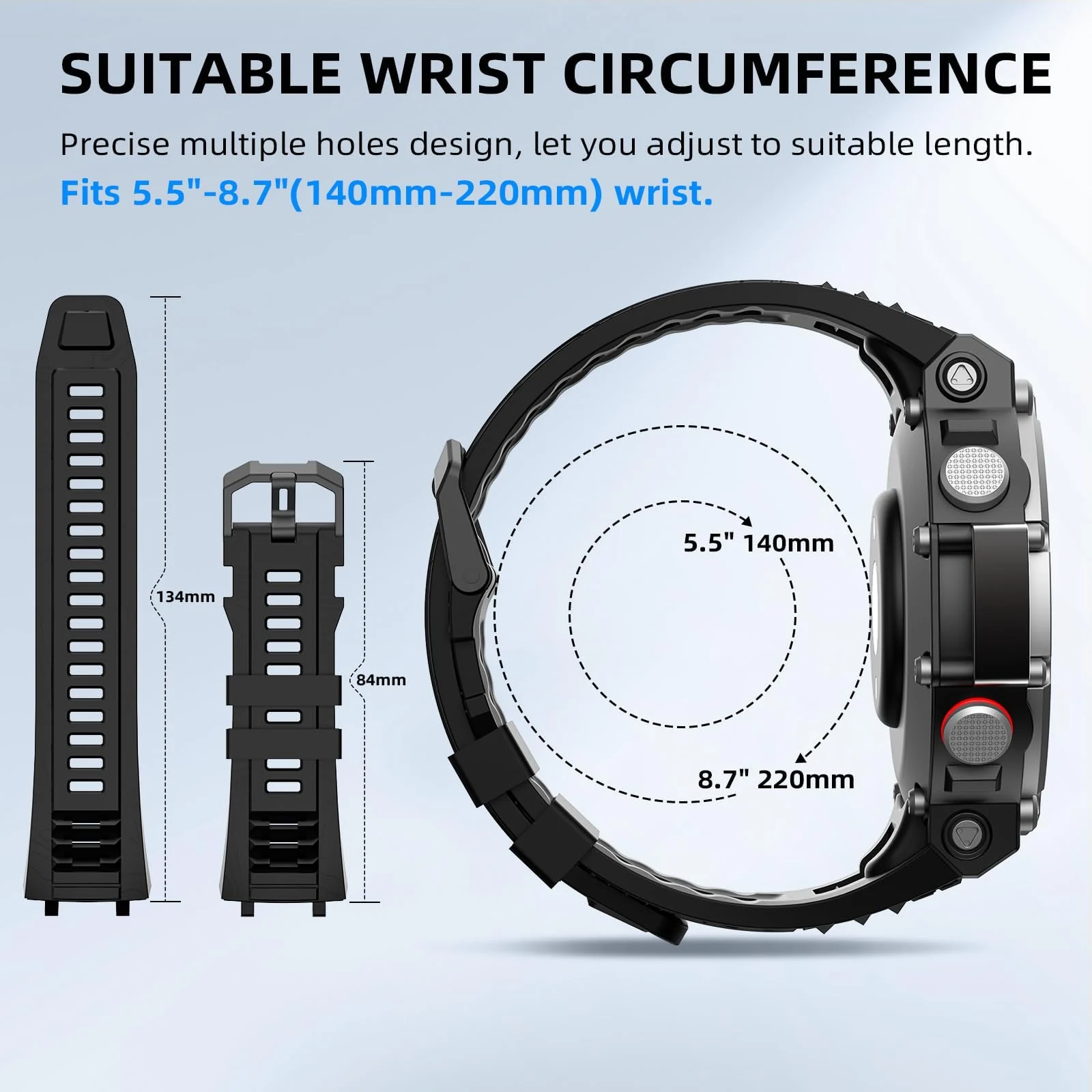 DL3 Mobilak Strap Compatible with Amazfit T-Rex 3, Men Women Sport Waterproof Soft Breathable Silicone Watch Bands Compatible with Amazfit T-Rex 3 with 1 Install Tool - Black