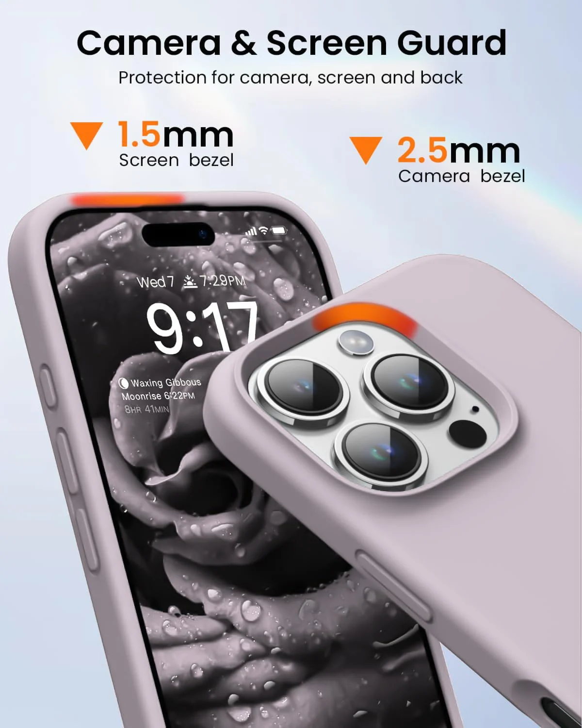 DL3 Mobilak Liquid Silicone Protective Case with Soft Microfiber Lining for iPhone 16 Pro Max - Lavender Pink
