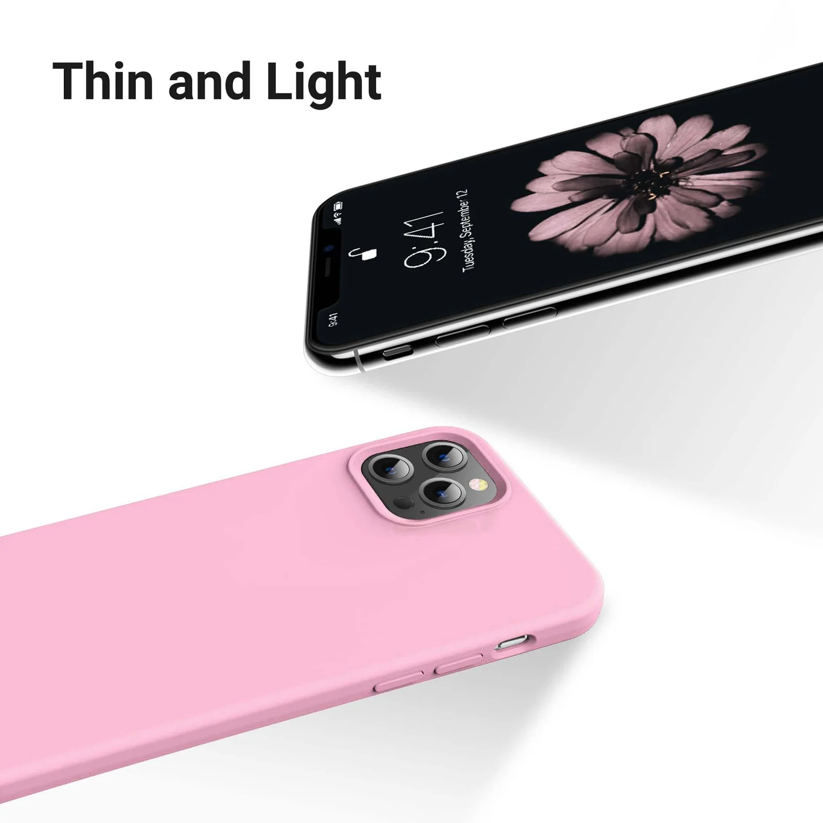 DL3 Mobilak Liquid Silicone Case for iPhone 14 Pro (6.1 Inch), Shock-absorbing protection, Scratch-resistant surface, Soft microfiber lining - Pink