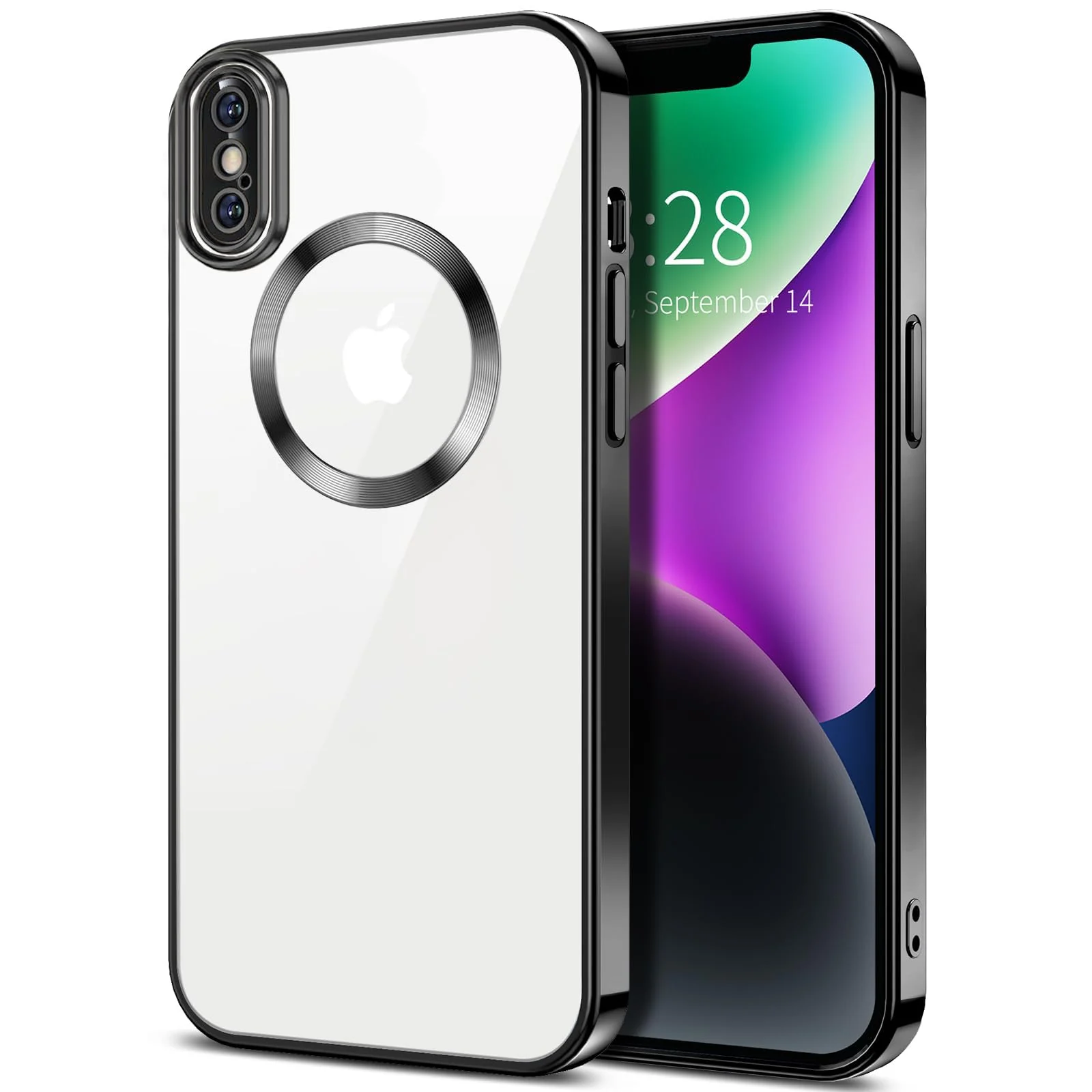 DL3 Mobilak Clear TPU Case with Electroplated Edges for iPhone XS Max with Camera Protection and Shockproof Design - Black
