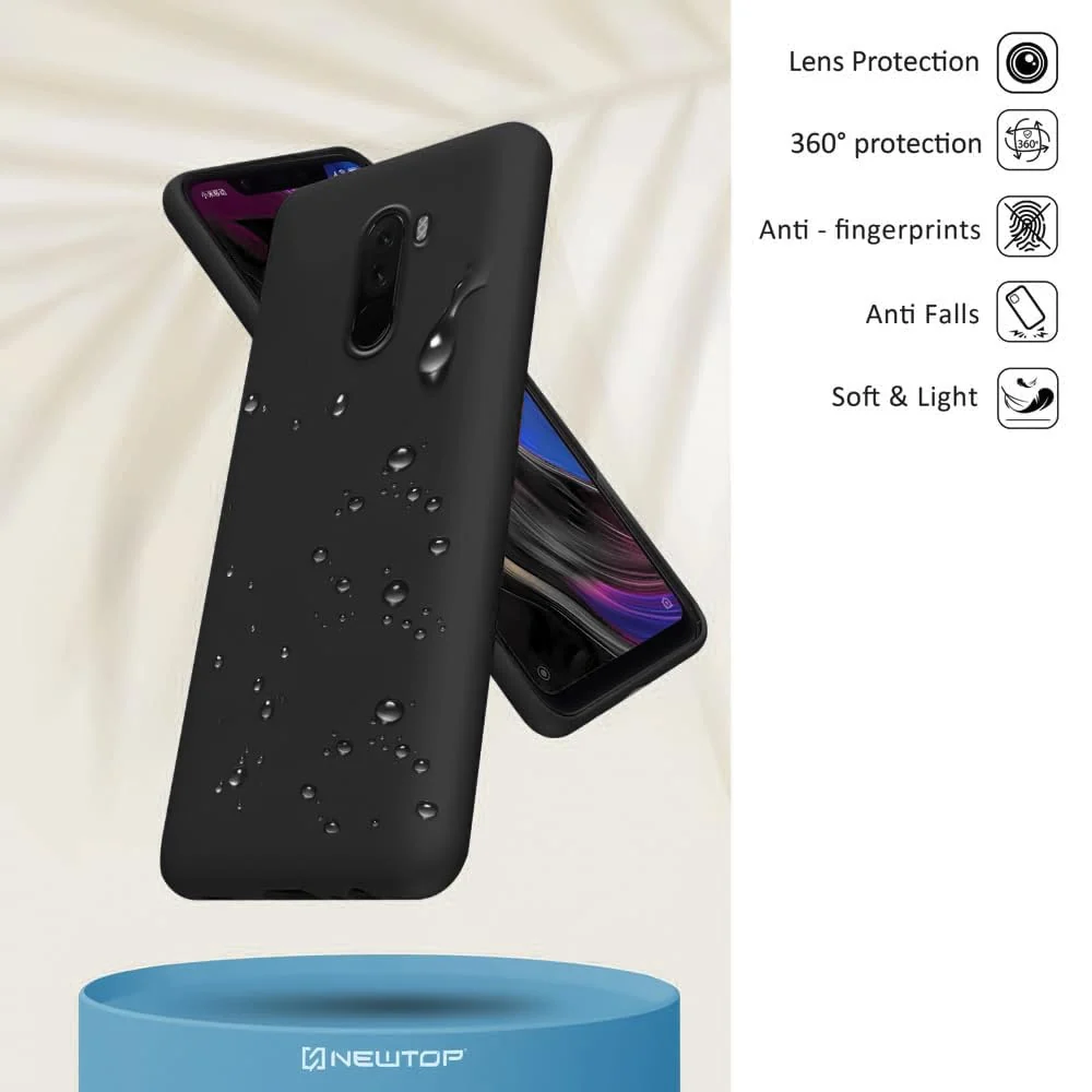 DL3 Mobilak Liquid Silicone Case for Xiaomi Poco F1, Shock-absorbing protection, Scratch-resistant surface, Soft microfiber lining - Black