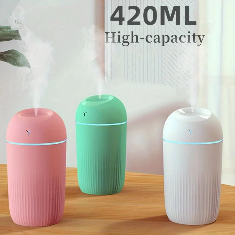 Mobigon Wood Cool Mist Ultrasonic Humidifier for Room Moisture, Aroma Diffuser for Home, 400ml Essential Oil Diffuser with 7 Colorful Night Light, Auto Shut-Off, Home, Office - Pink