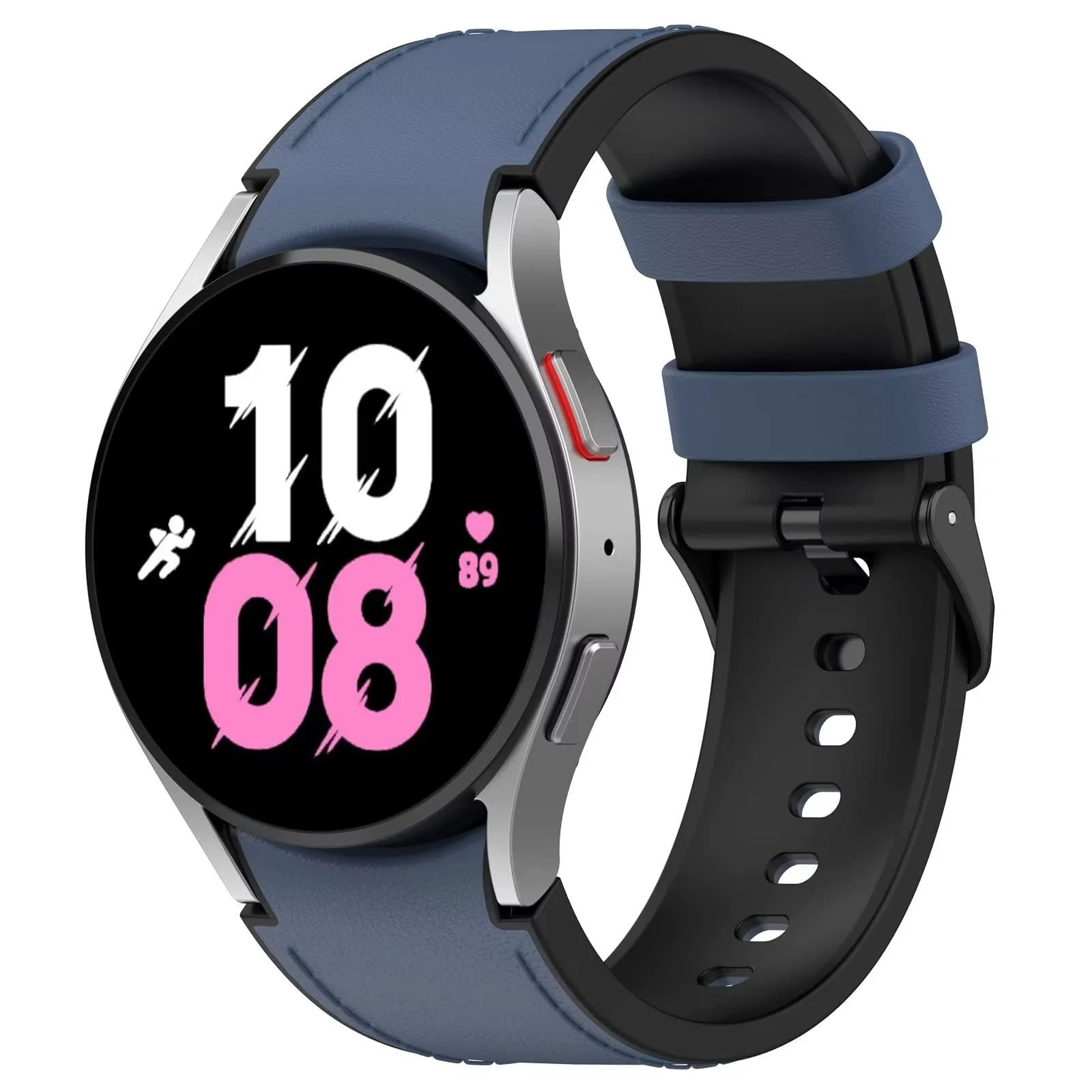 DL3 Mobilak No Gap Leather silicone Bands Compatible with Samsung Galaxy Watch 6 5 4 40mm 44mm, Galaxy Watch 5 Pro Band 45mm/ Watch 6 4 Classic Band 42mm 46mm 43mm 47mm Soft Strap - Blue