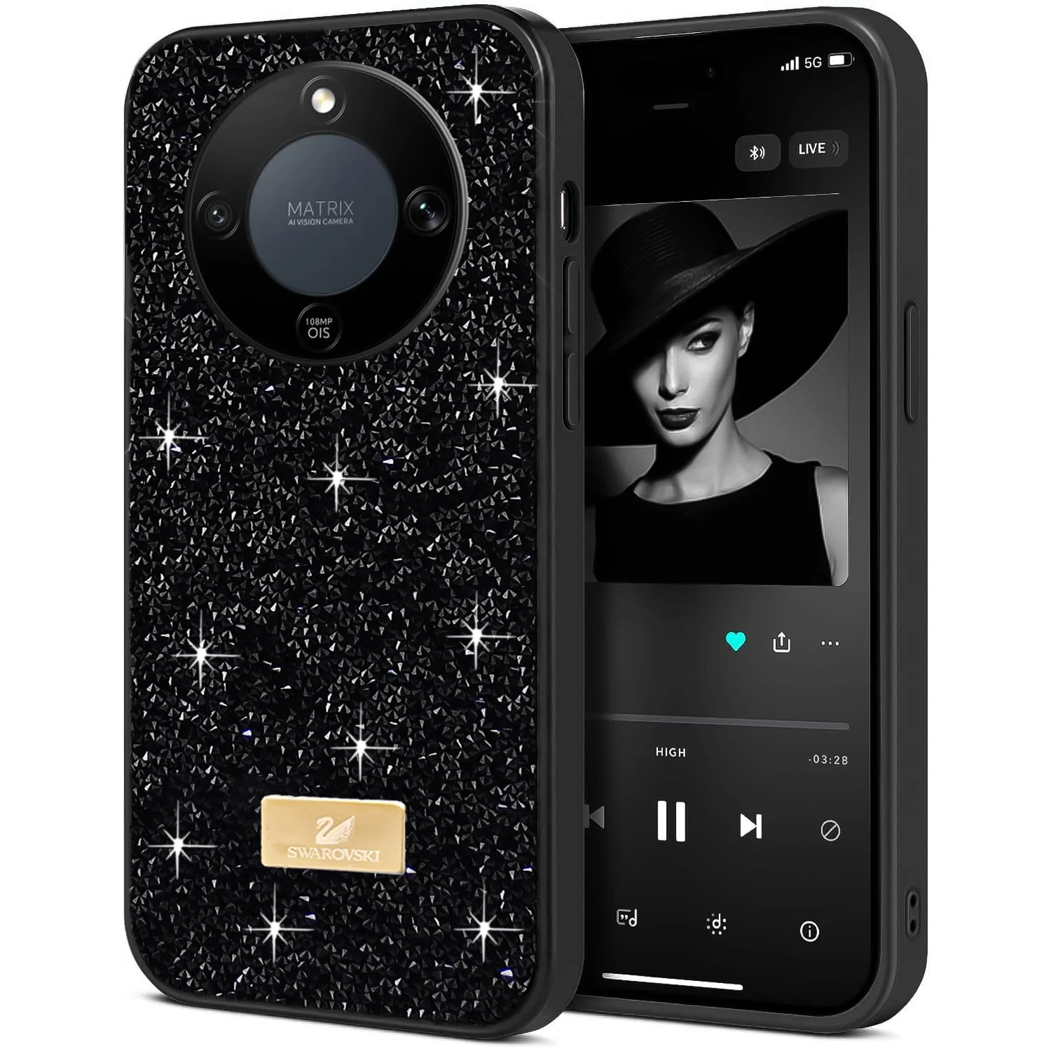 5.5 — DL3 Mobilak Glitter Rhinestone Protective Case for Honor X9D / Magic 8 Lite with Shockproof Design