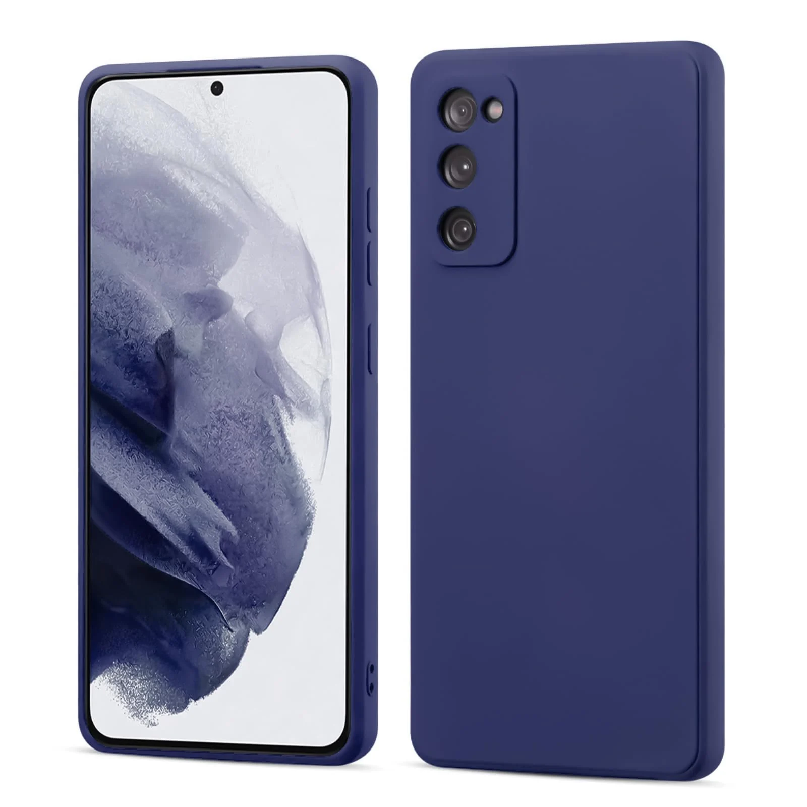 DL3 Mobilak Liquid Silicone Protective Case with Soft Microfiber Lining with Full Camera Protection for Samsung Galaxy S20 FE - Blue 2
