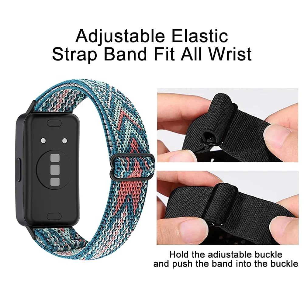 DL3 Mobilak Elastic Straps Compatible with Huawei Watch Fit Men Women, Adjustable Stretchy Bracelets Sport Nylon Replacement Bracelet for Huawei Watch Fit - Black