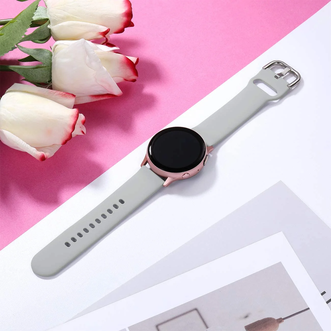 DL3 Mobilak Silicone Buckle Band 22MM Strap For Samsung Galaxy Watch3 45mm/Galaxy 46mm/Gear S3/For Huawei Watch 3/4/GT3 46MM/GT4 46MM/GT2E/GT2 Pro/GT GT2 46MM/Magic Watch2 46mm/Amazfit GTR 2/2e/3/4 - Grey