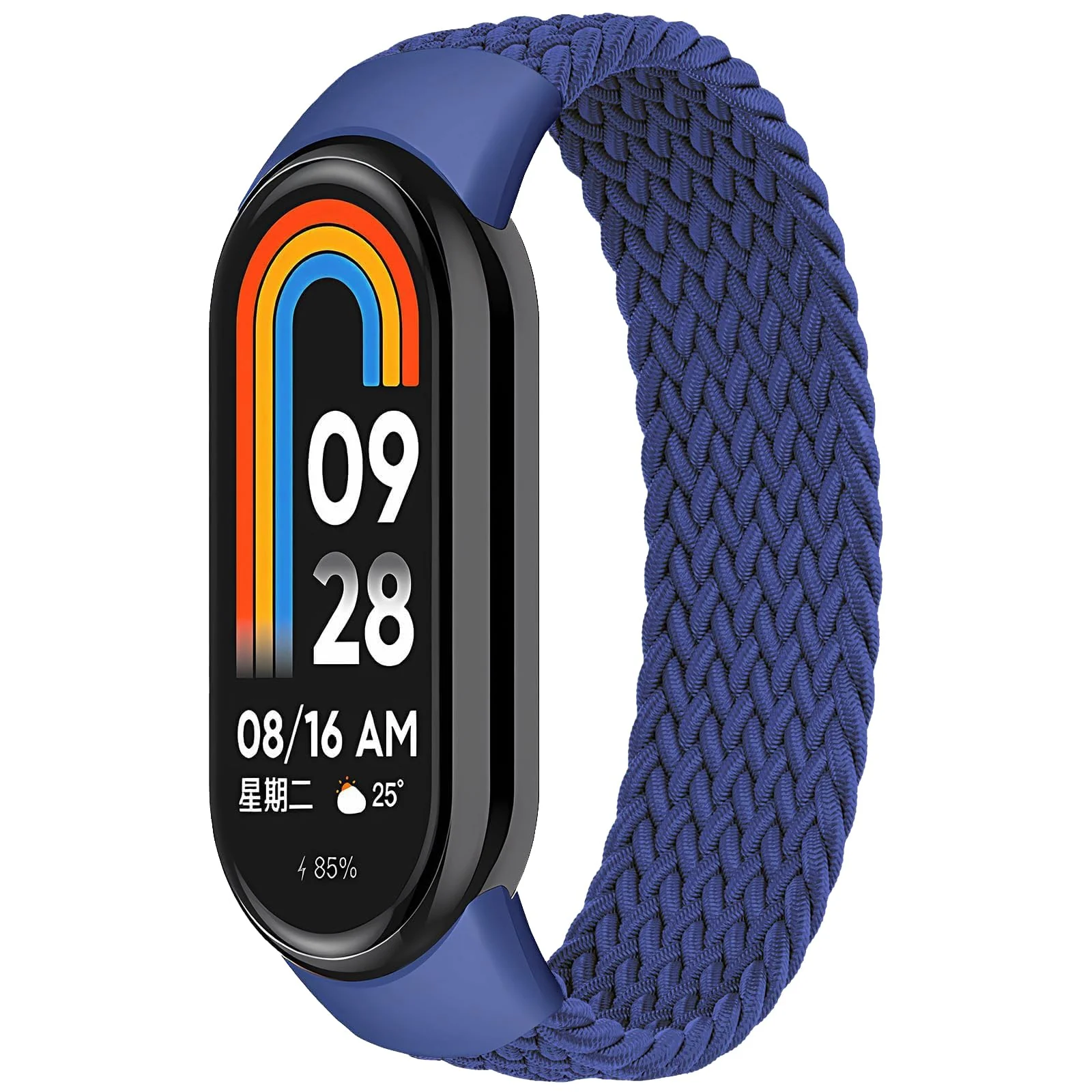 DL3 Mobilak Braided Solo Loop Band for Xiaomi Mi Band 9/Xiaomi Mi Band 8 Strap Women Men, Soft Elastic Nylon Replacement Wristband for Xiaomi Smart Band 9/8 Strap - Blue