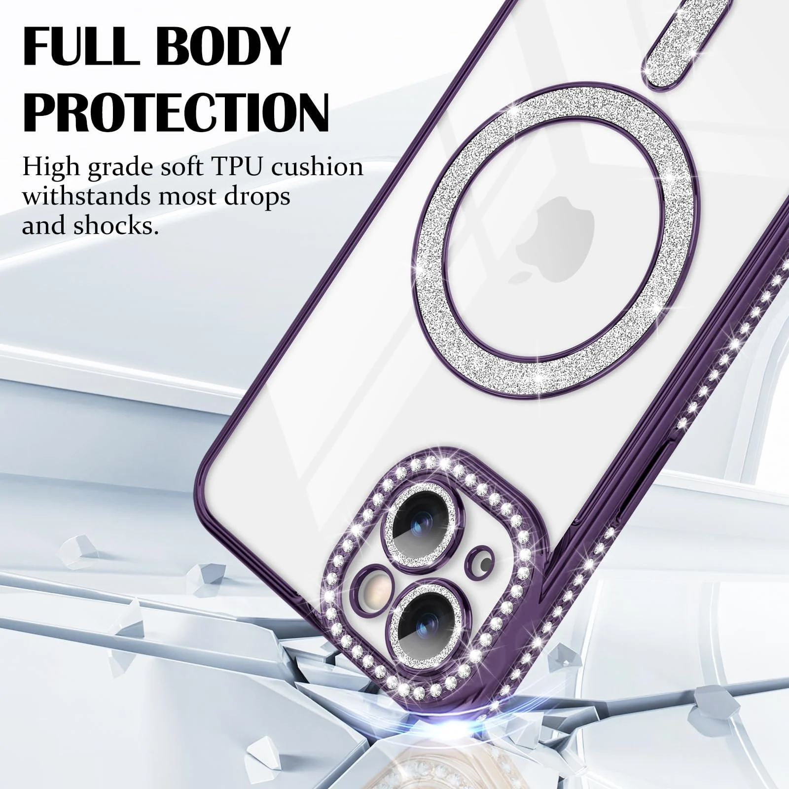 DL3 Mobilak MagSafe-Compatible Magnetic Case for iPhone 16 with Camera Protection and Magnetic Car-Mount Support - Purple