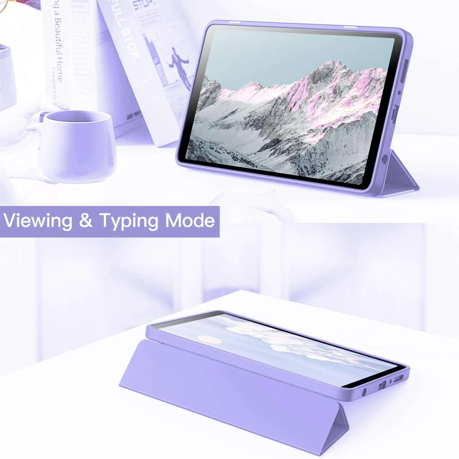 DL3 Mobilak Samsung Galaxy Tab A9 Cover Case 8.7 inch Tablet Cover [SM-X110/X115/X117] Case with Pen Holder, Soft TPU Back Trifold Stand Protective Smart Cover Flip, Auto Wake & Sleep - Lavender