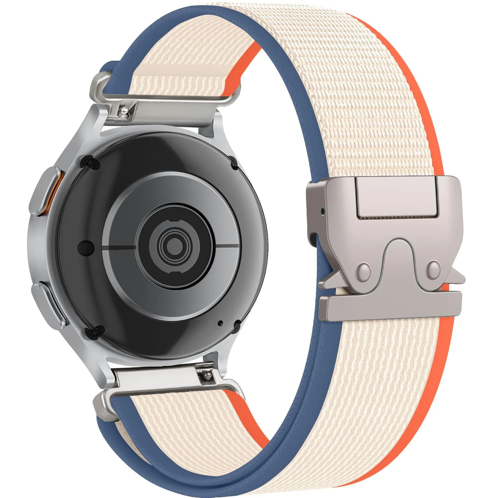 DL3 Mobilak Elastic Nylon Band For 22mm Stretchy Parachute buckle Strap for Redmi Watch 5 Active/5 Lite/Samsung Galaxy Watch 3 45mm/Watch 46mm/Gear S3/Huawei watch GT6 GT5 46MM/GT2E/GT6 Pro/GT 5 Pro - Orange | Beige