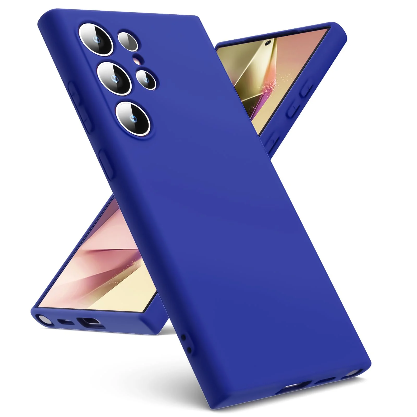 DL3 Mobilak Liquid Silicone Protective Case with Soft Microfiber Lining with Full Camera Protection for Samsung Galaxy S23 Ultra - Pepsi