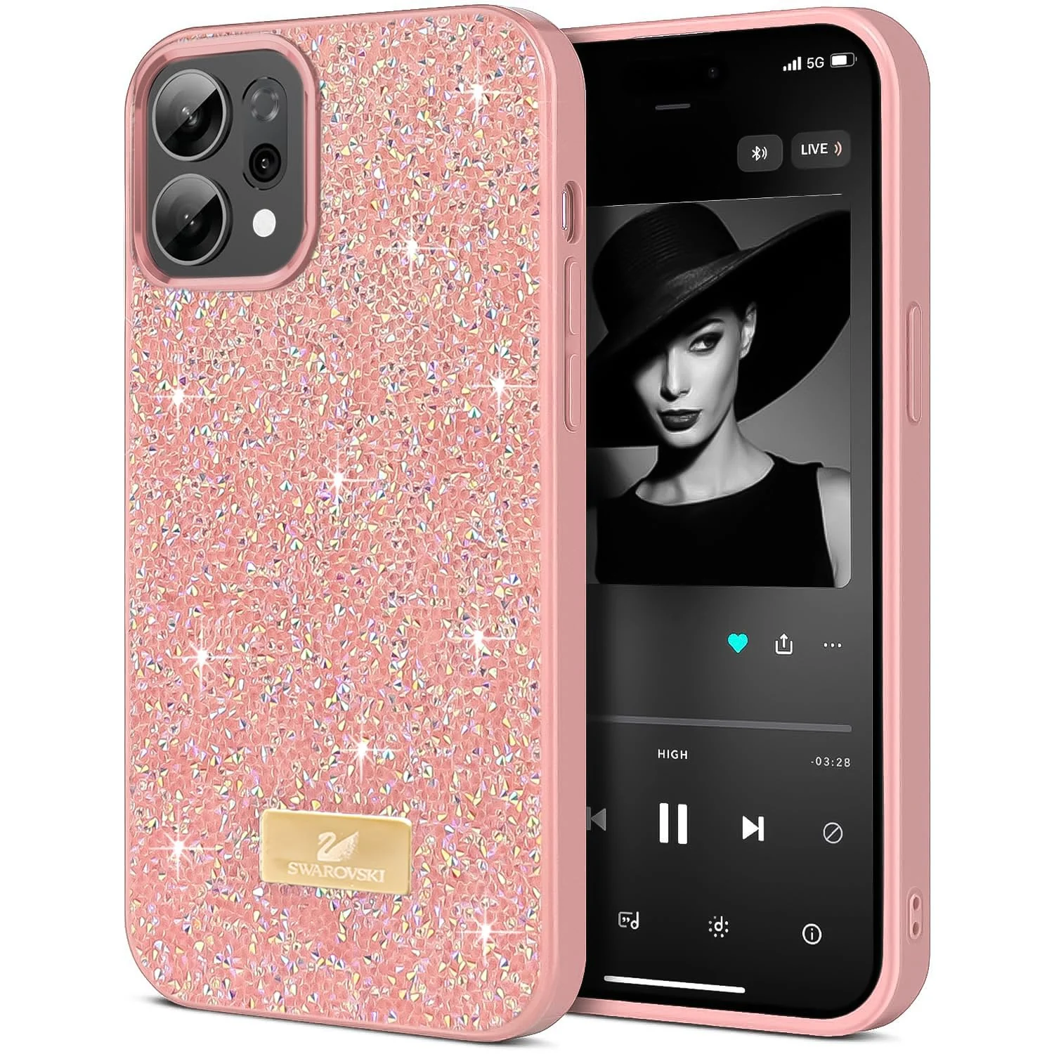 5.5 — DL3 Mobilak Case for OPPO Reno 14 5G Glitter, Sparkle Diamond Crystal Bling Case with Bling, Ultra Thin Lightweight Full Body Shockproof Anti-Scratch Protective Cover