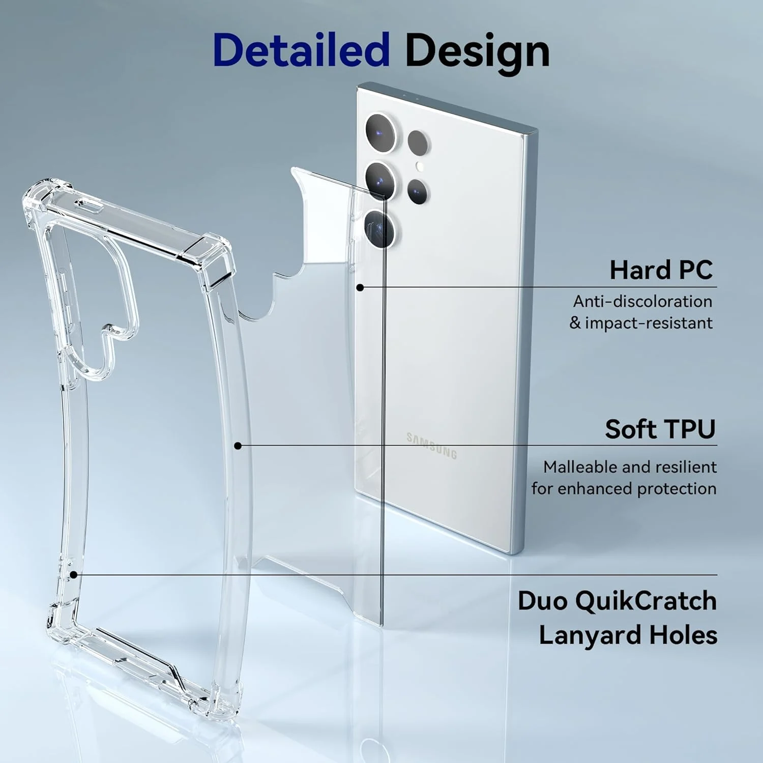DL3 Mobilak Case Compatible with Samsung Galaxy S24 Ultra 5G, Cover Silicone TPU Gorilla Anti-shock Shockproof Corners - Clear