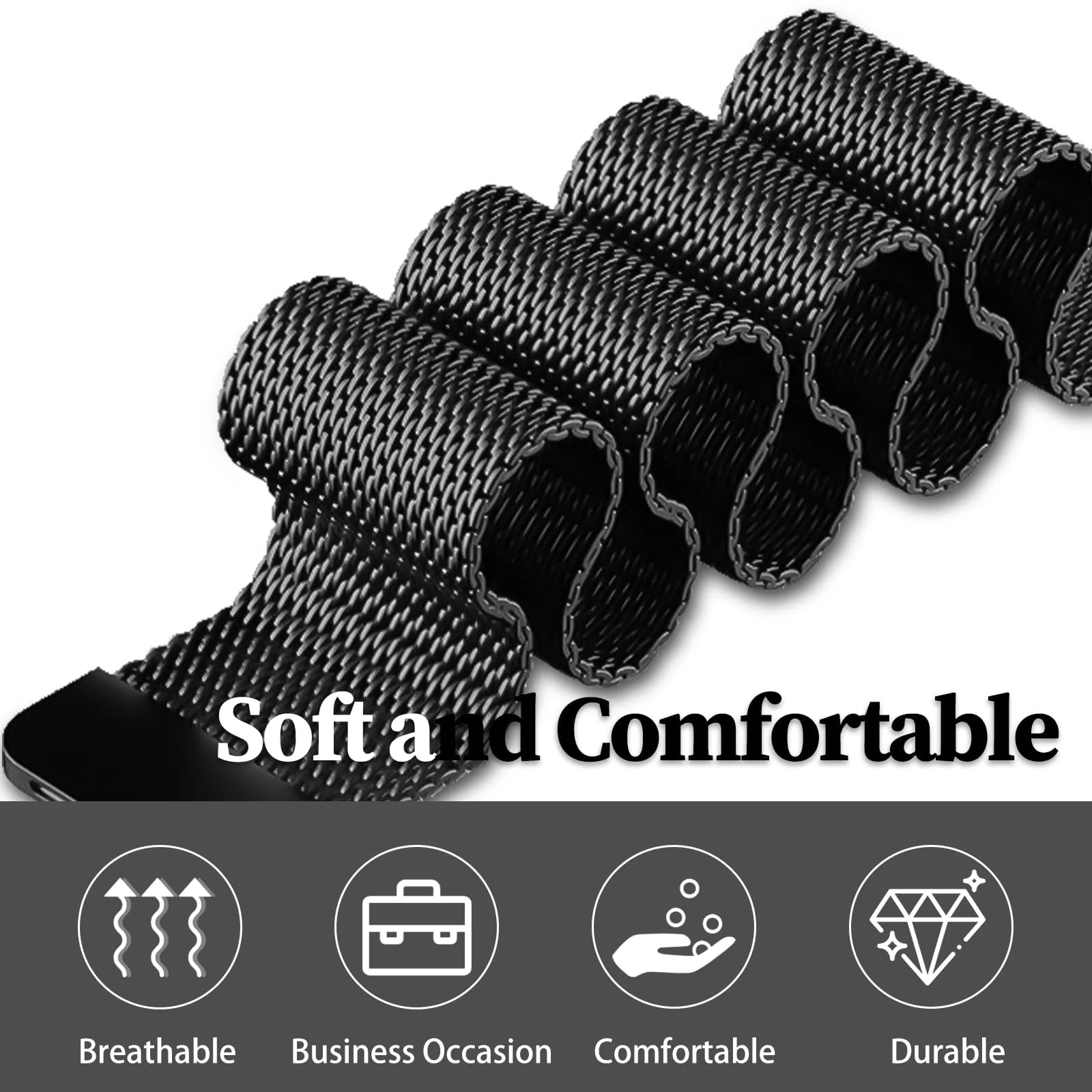 DL3 Mobilak Strap Compatible with Xiaomi Redmi Watch 4, Men and Women Adjustable Metal Stainless Steel Mesh Magnetic Breathable Replacement Wristband Watch Bands for Redmi Watch 4 - Black