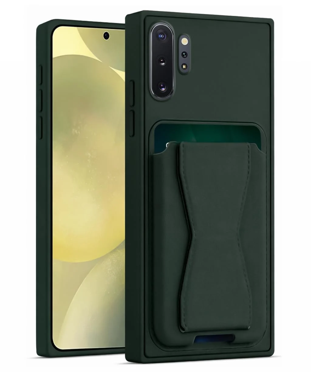 DL3 Mobilak Leather Wallet Case with Card Slot for Samsung Galaxy Note 10+ Plus with Camera Protection and Shockproof Design - Dark Green